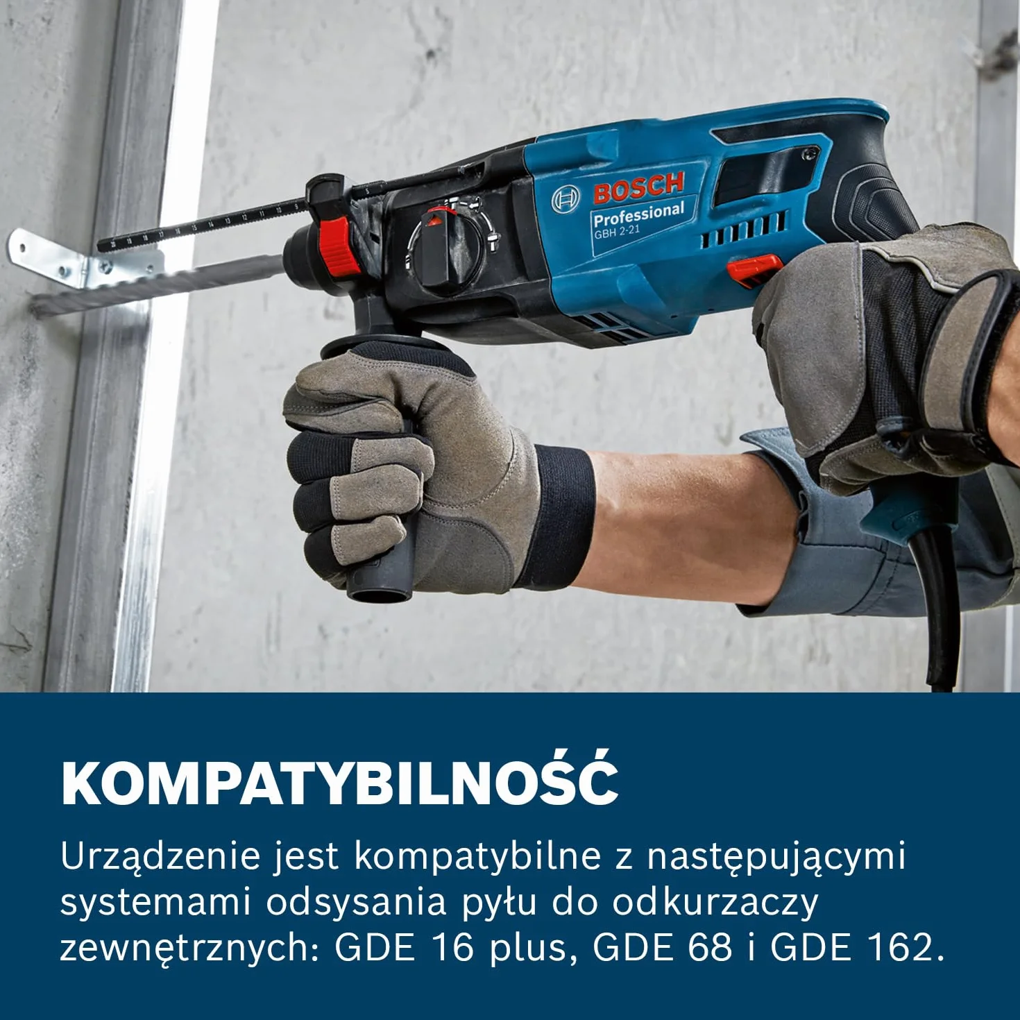Bosch Professional Młot udarowo-obrotowy GBH 2-21 (z SDS plus, w zestawie szybkozaciskowy uchwyt wiertarski z adapterem SDS plus, dodatkowy uchwyt, ściereczka do maszyny, ogranicznik głębokości,