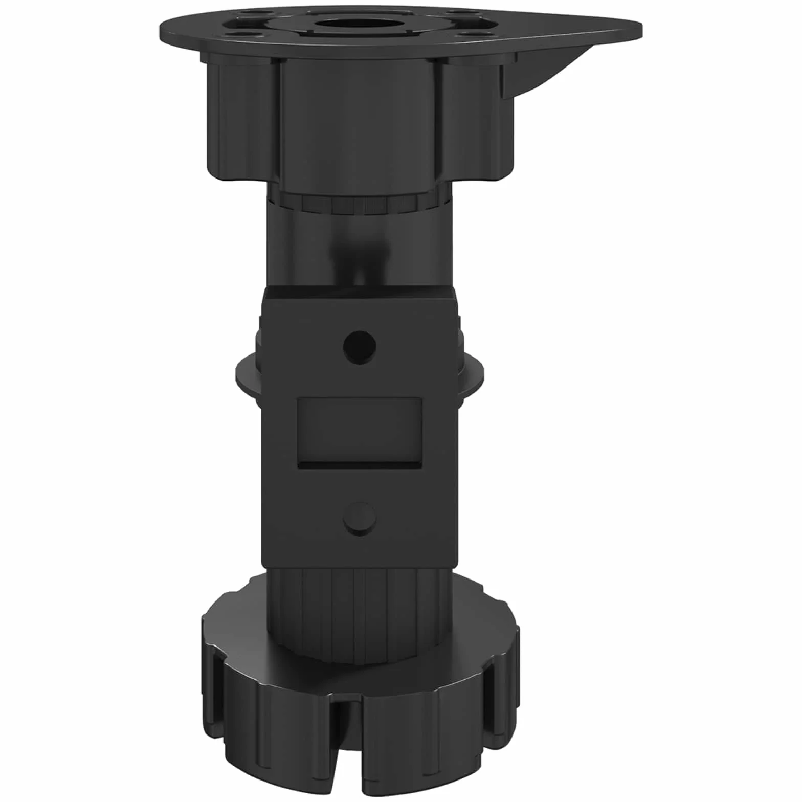 Nogi meblowe regulowane, 12 sztuk, czarne, 46 x 46 x 128 mm, PP z metalowym wspornikiem, trwałe i z regulacją wysokości 98-128 mm, idealne do elementów szafy, wsporników regałowych, montaż w
