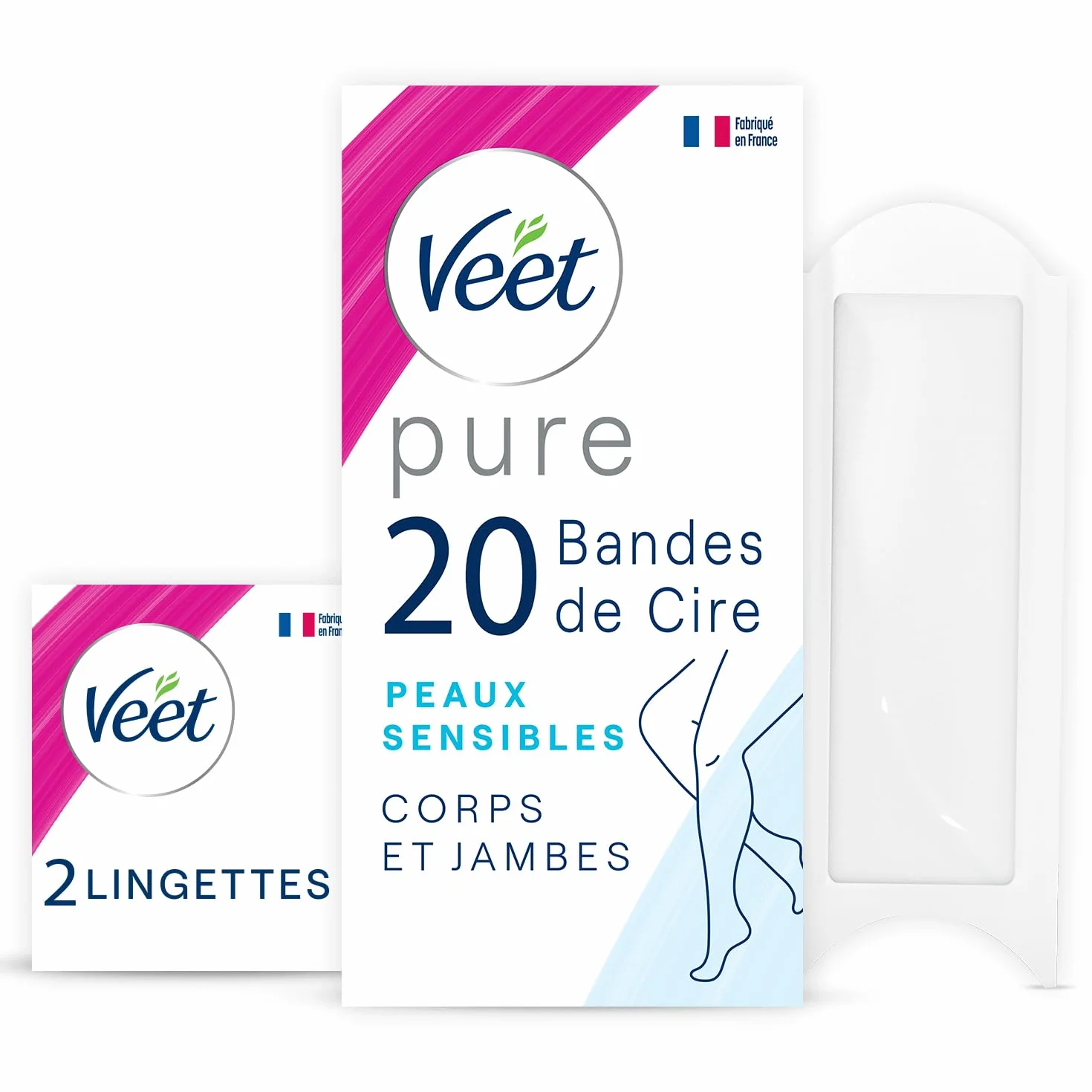 Veet CZYSTY - 60 pasków z zimnego wosku do twarzy, ciała i nóg - skóra wrażliwa - zalecana przez dermatologów - Długotrwała depilacja - Zestaw 1x20 pasków do twarzy + 1x40 opasek na ciało i nogi