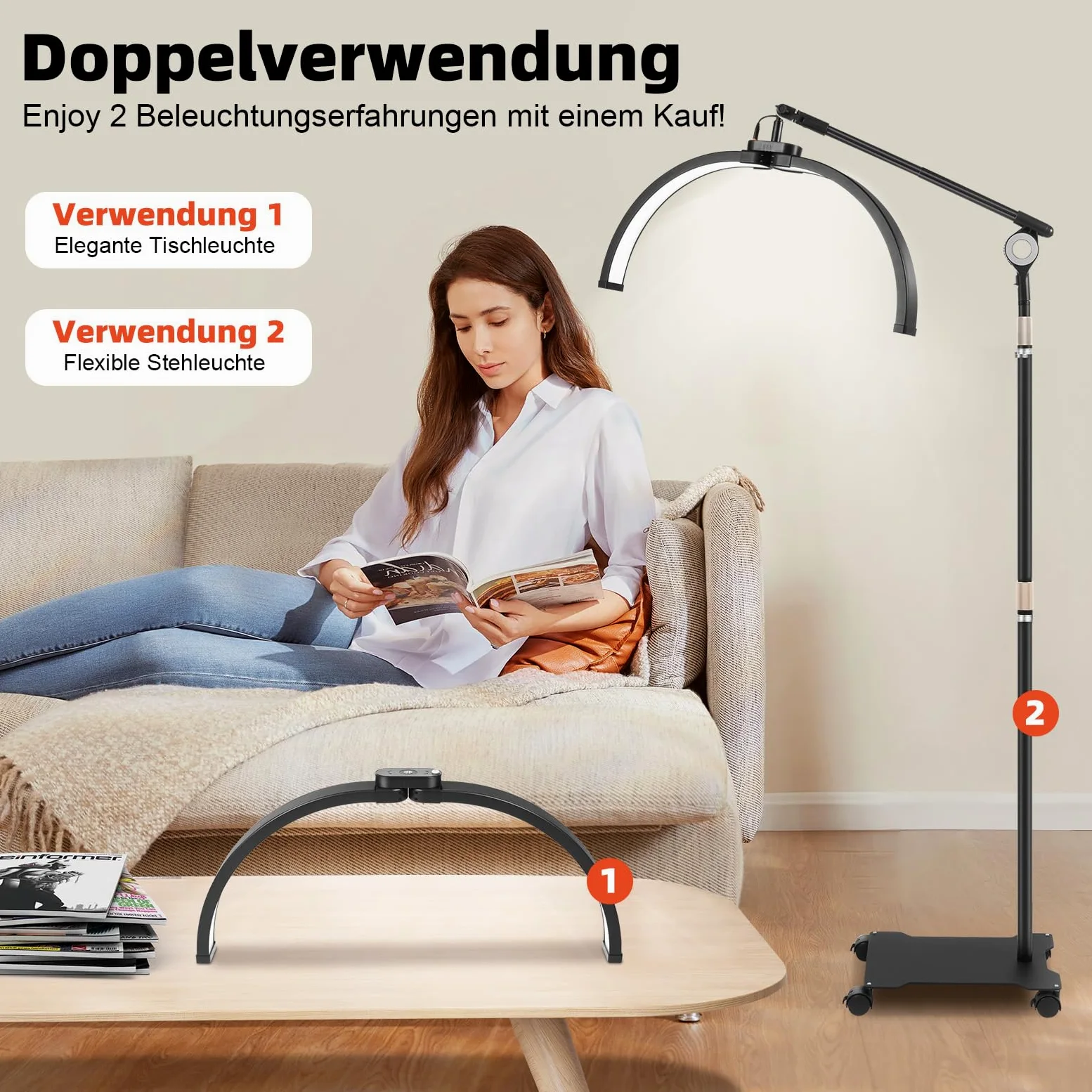 Lampa LED z półksiężycem, przedłużanie rzęs z uchwytem na telefon, składane, chowane rzęsy, 3200 K-5600 K, profesjonalna lampa estetyczna, dla artystów tatuażu, makijażystów