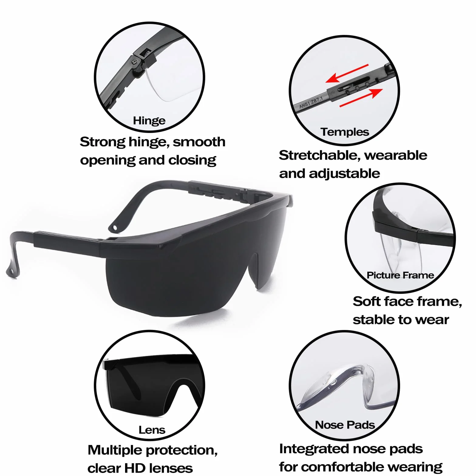 2 szt. Laserowe okulary ochronne na oczy, IPL 190-2000 nm Laserowe okulary ochronne, okulary ochronne do usuwania włosów do leczenia depilacji i operatora kosmetologii
