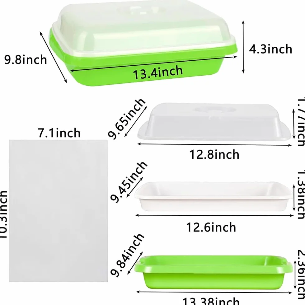Voarge 6 sztuk miseczek na kiełki 32x26 cm z pokrywką do kiełkowania nasion