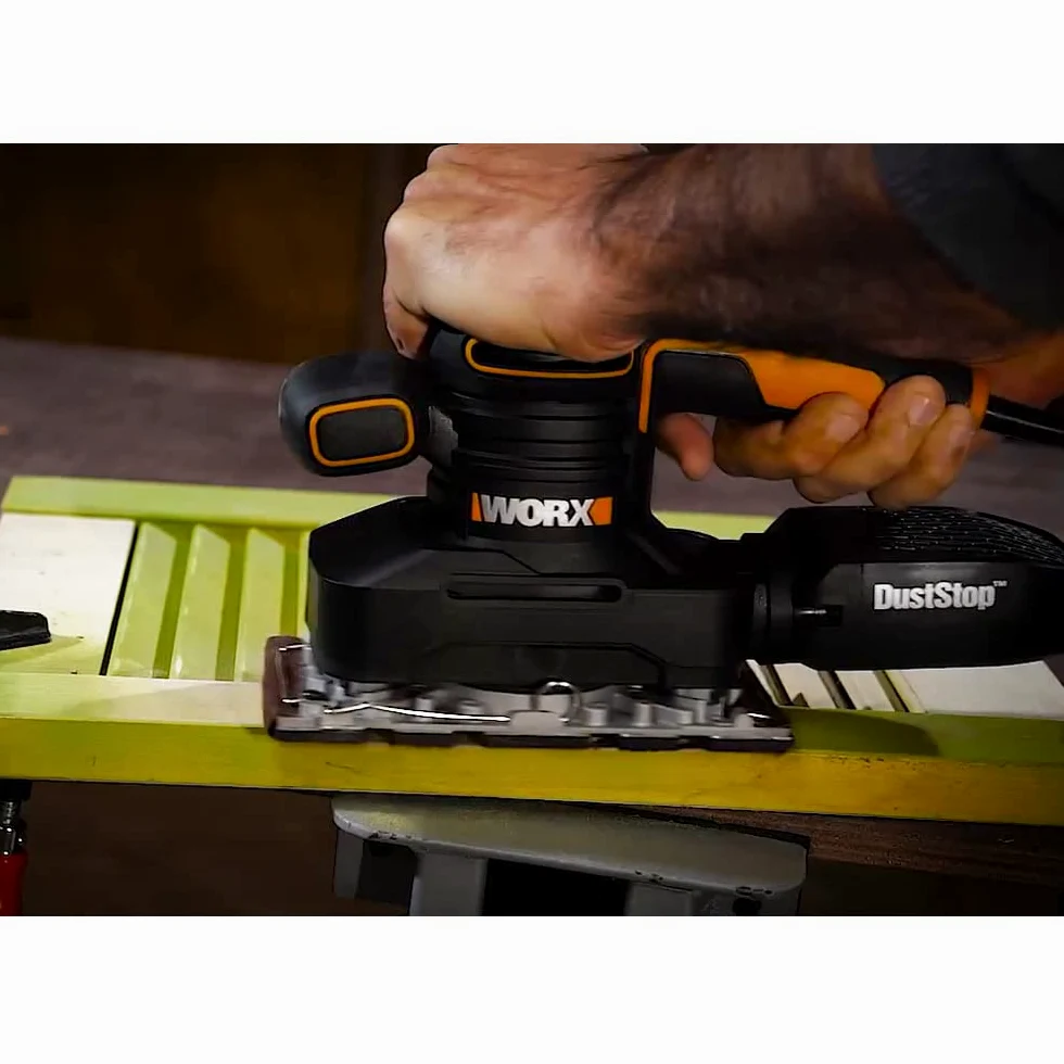 WORX WX641 Szlifierka oscylacyjna 250 W – poręczna szlifierka z mikrofiltrem DUSTSTOP zapewnia czystą pracę – duży obwód oscylacyjny i łatwa obsługa