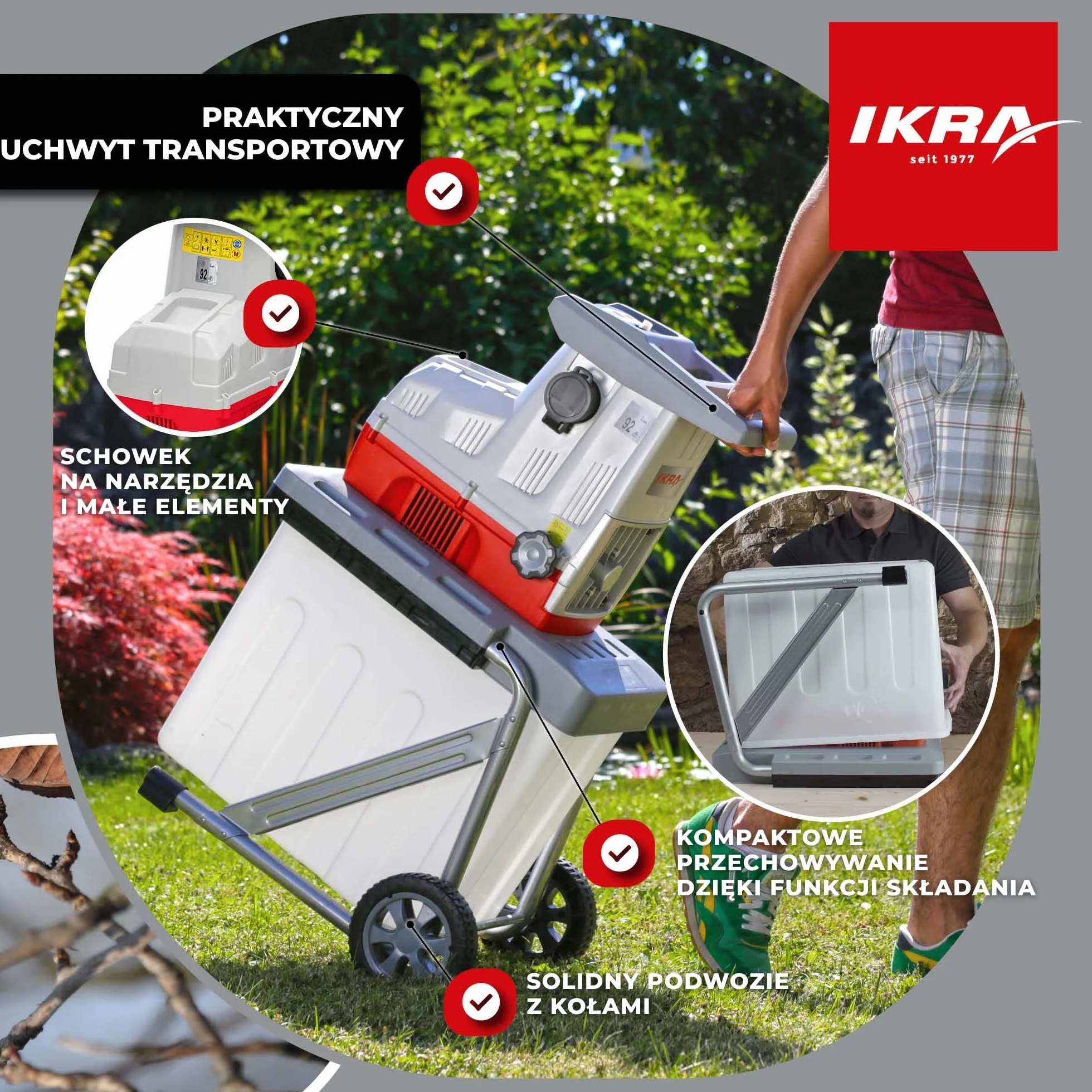 IKRA rozdrabniacz ogrodowy walcowy elektryczny ILH 3000 A 3000 W 44 mm