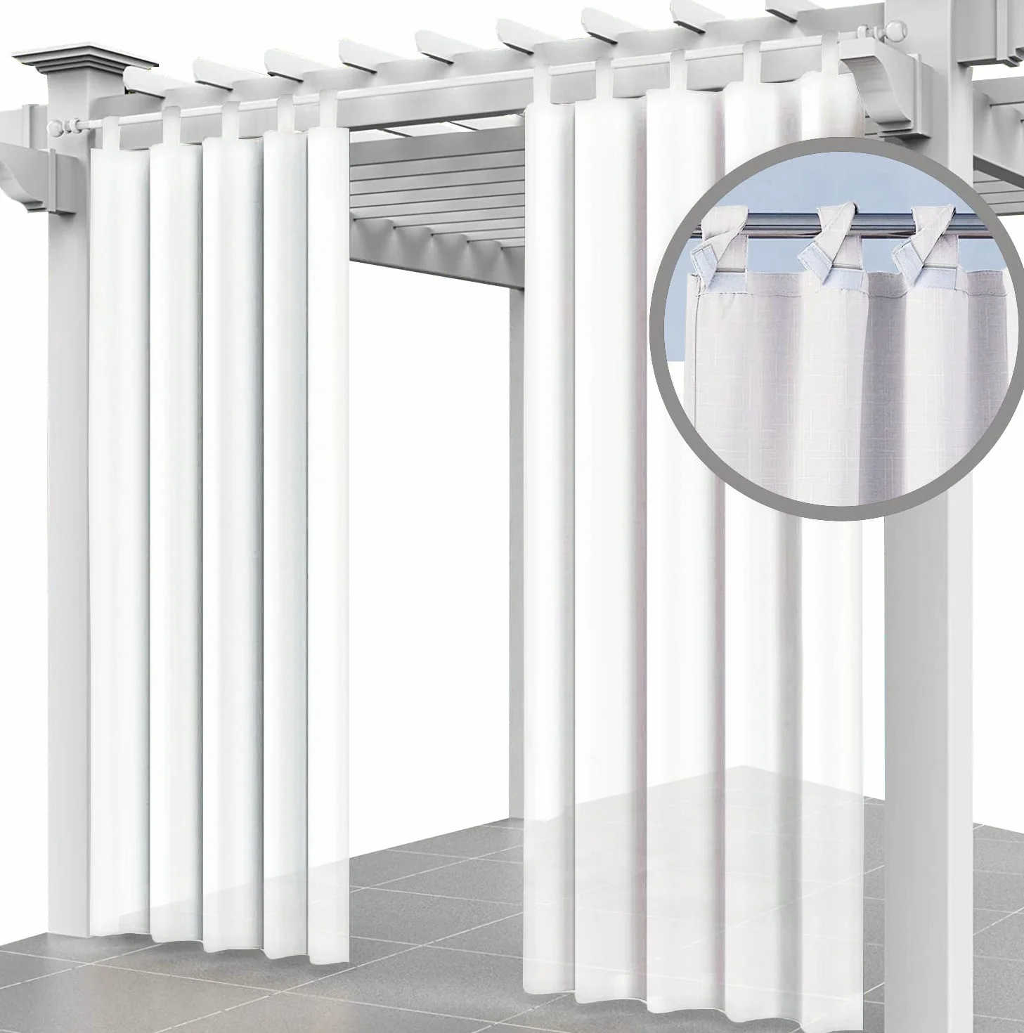 Wodoodporna zasłona zewnętrzna zestaw 2 x 220 x 155 cm wodoodporna pergola frontowa patio ganek do ogrodu dziedzińca balkon (2 sztuki) biały FIRAN [129]