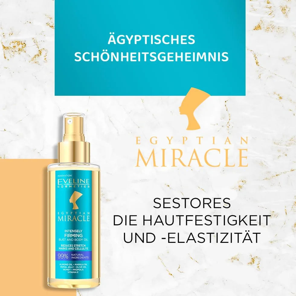 Eveline Cosmetics Egyptian Miracle Ujędrniajacy olejek do biustu i całego ciała, 150 ml