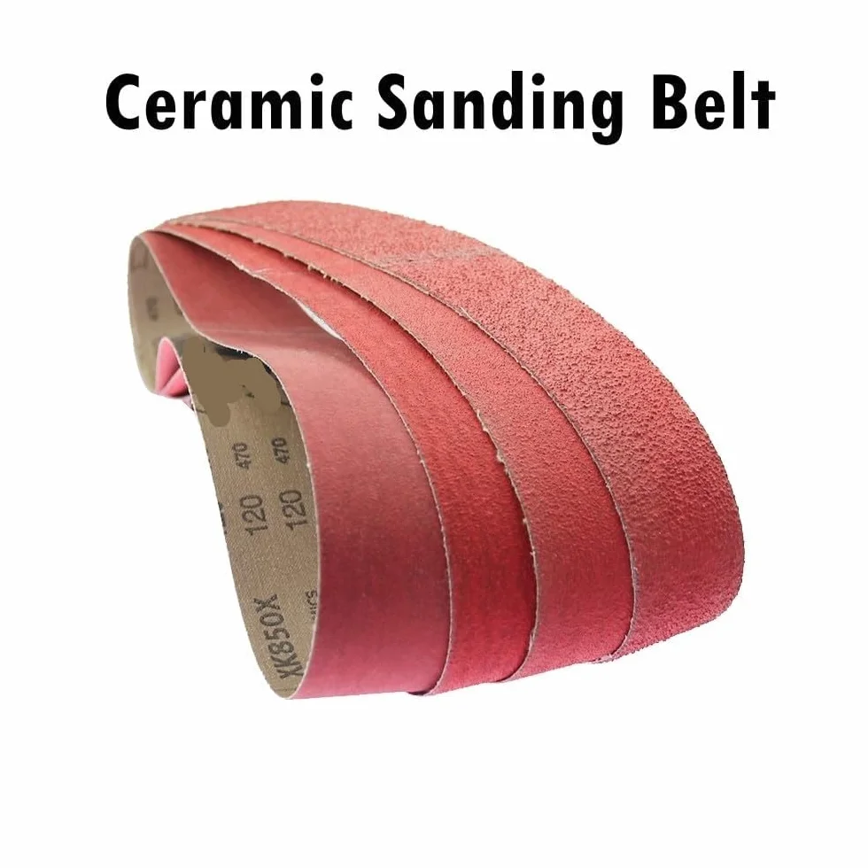 Zestaw 4 ceramicznych pasów ściernych do szlifowania, ziarnistość 36-120, wiele rozmiarów, do szlifowania metalu(P60,762X25mm)