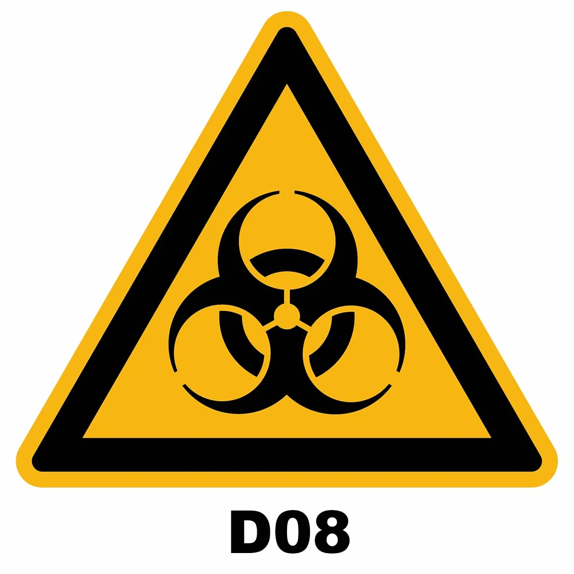 Naklejka ostrzegawcza o niebezpieczeństwie NF ISO7010 - Trójkątna naklejka sygnalizacyjna Laminowane Odporne na wodę i promieniowanie UV - Zagrożenie biologiczne - 5x5 cm