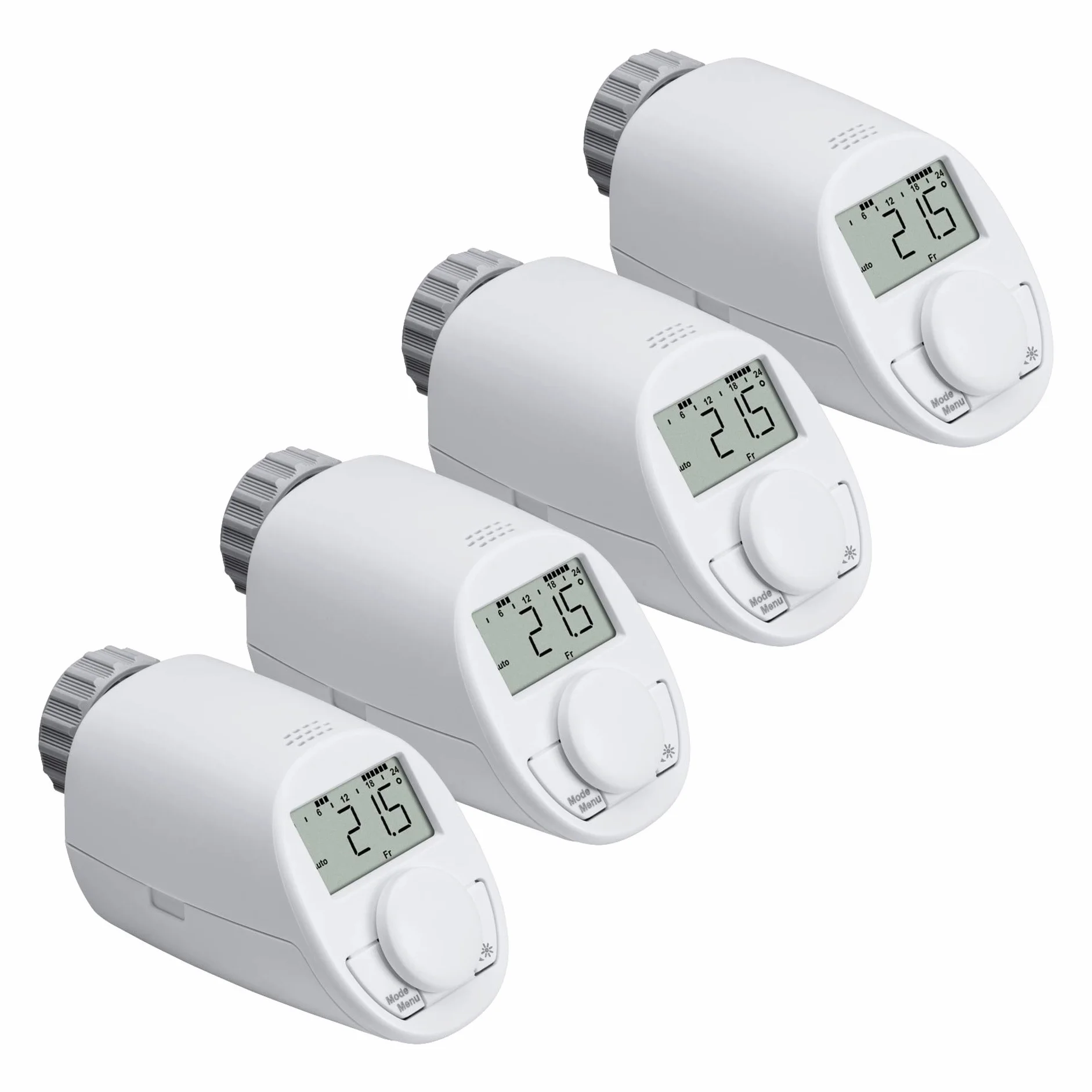 Termostat grzejnika model N, z funkcją Boost, cichy model, zestaw do 4 pomieszczeń