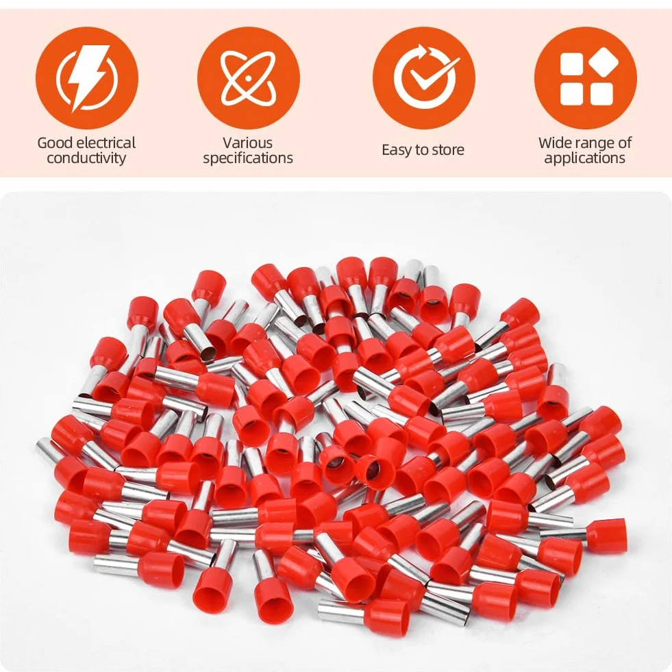 flintronic Zestaw tulejek kablowych 10 mm², 100 sztuk końcówek kablowych, płaskie tulejki, złącza zaciskowe, osłony izolacyjne, widelce, końcówki kablowe, pudełko kablowe, złącze wtykowe dla