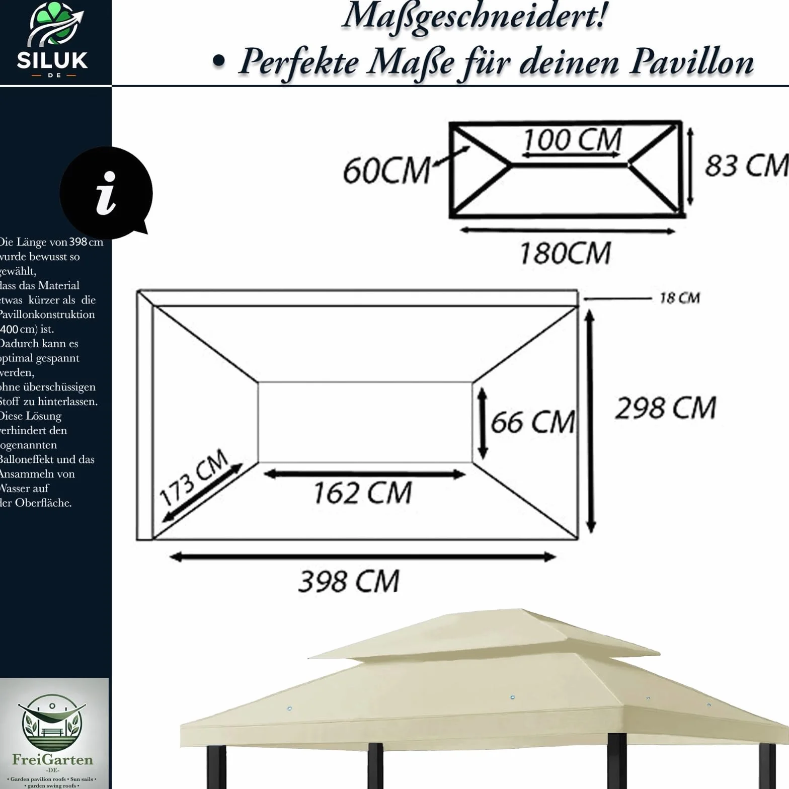 Zapasowy dach do altany 3x4 m wodoszczelny PCV Panama Soft 370g/m² model 5 beżowy
