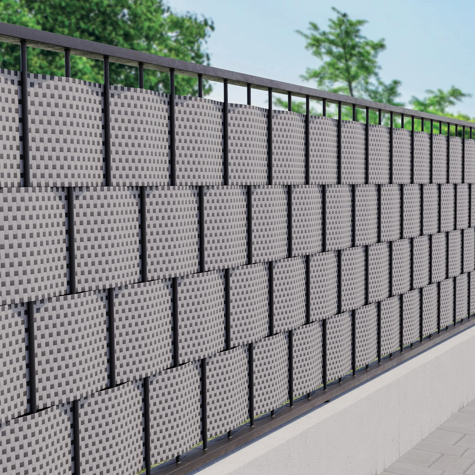TENAX Flexi 0,19 x 2,05 m jasnoszary/antracyt, paski do ukrycia z HDPE z 2 klipsami, dekoracyjne zabezpieczenie prywatności na ogrodzeniach panelowych, krawatach, balustradach, balkonach i ogrodach