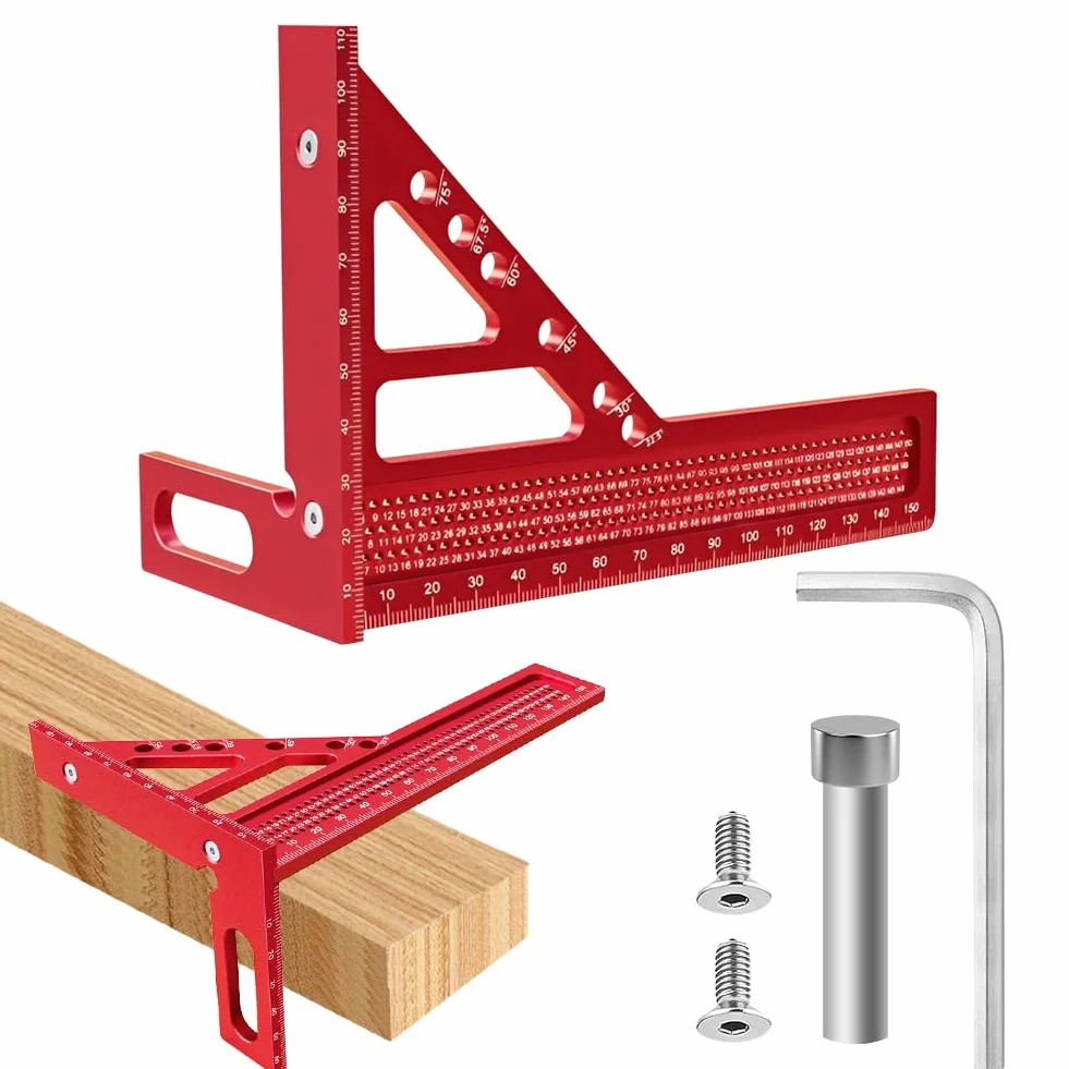 Kąt nachylenia 3D ze stopu aluminium, precyzyjny kątomierz, kąt ciesielski i kąt ogranicznika do obróbki drewna, rzemiosła, majsterkowania, wielofunkcyjna linijka do trasowania 22,5° – 90°, narzędzie
