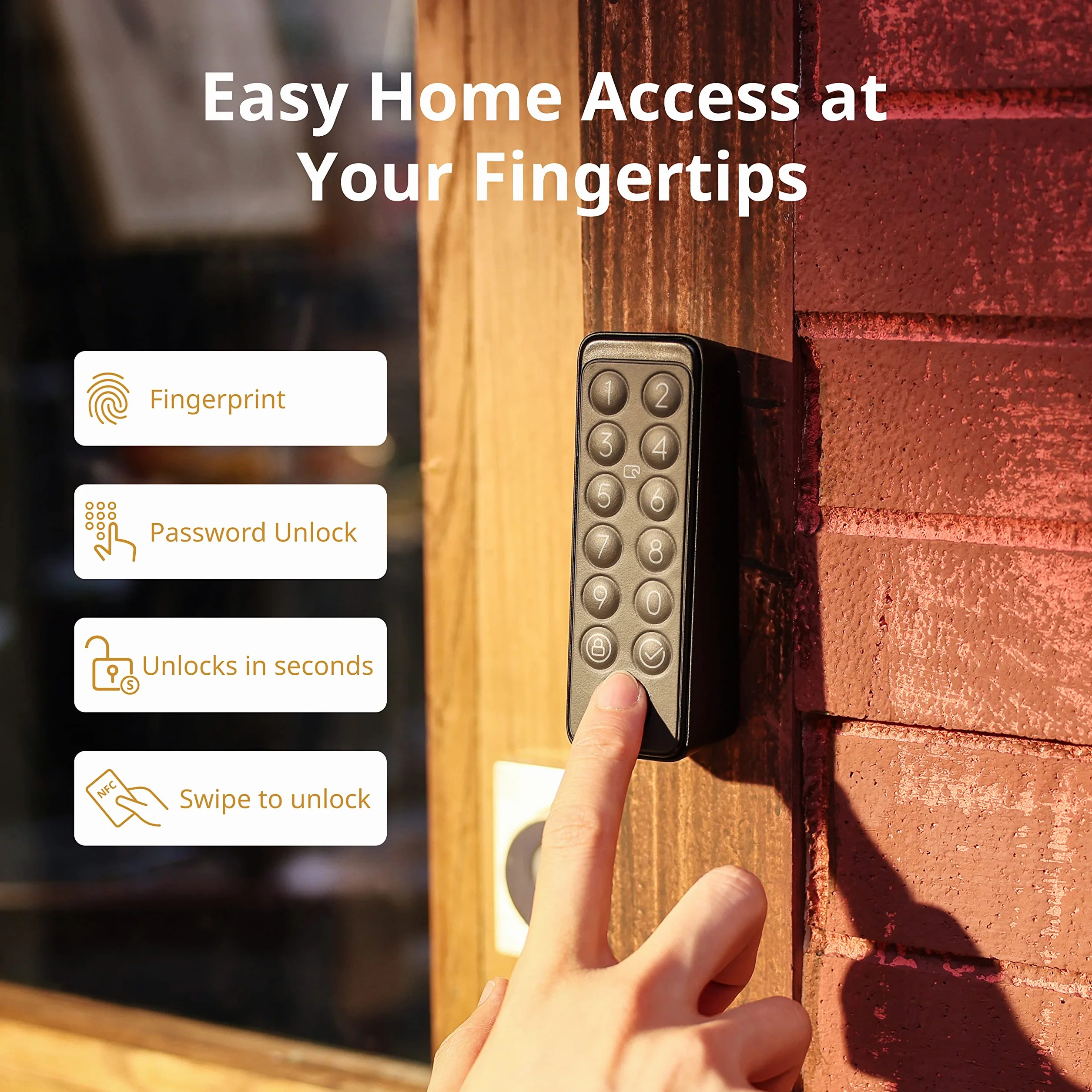 SwitchBot Smart Keypad Touch do SwitchBot Lock, bezkluczykowy dostęp przez odcisk palca, wodoodporny IP65, obsługuje wirtualne hasła dla bezpieczeństwa w domu