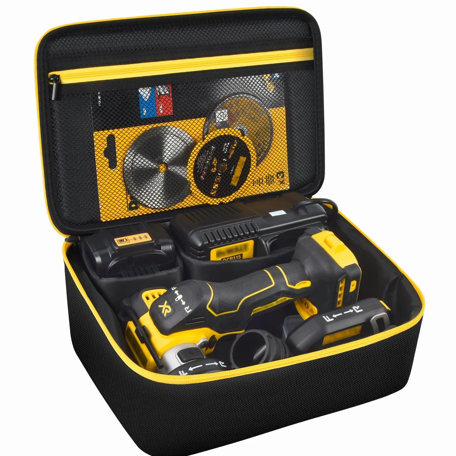 Torba kompatybilna z DEWALT 20 V MAX narzędzie odcinające 3 w 1 bezszczotkowe (DCS438B), etui do przechowywania, organizer na ładowarkę, baterie, koło tnące i inne akcesoria (tylko pudełko)
