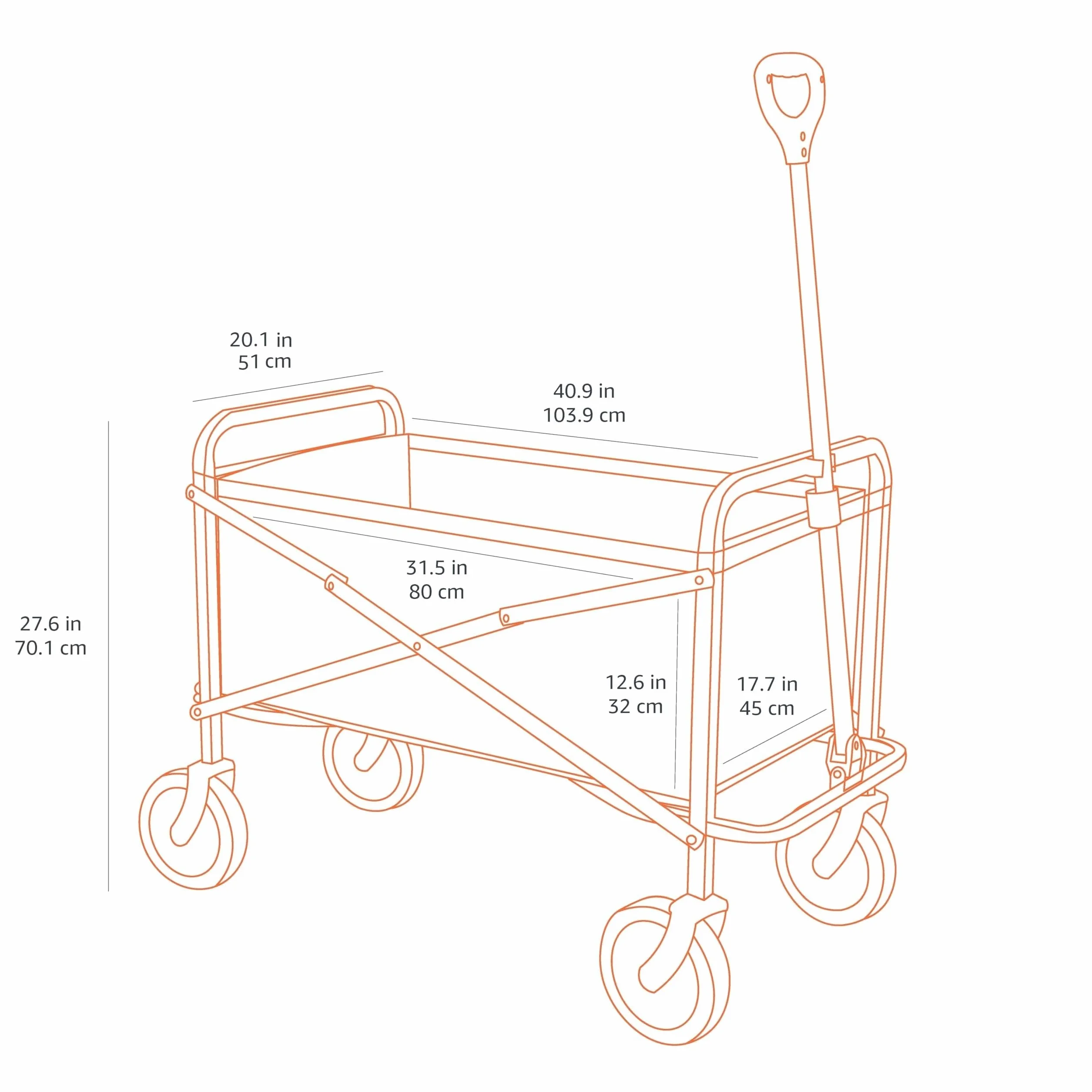 Amazon Basics Wózek do Ogrodu, Czarny, ‎103.89 x 50.8 x 70.1 cm