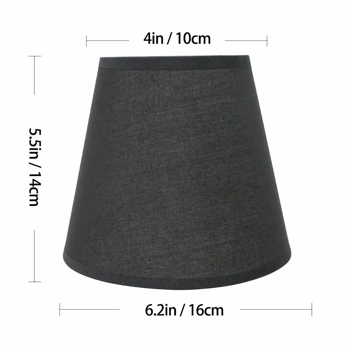 2 sztuki abażurów E14/E27 do lamp stołowych, lamp ściennych, kryształowych żyrandoli, abażur Górny 10 cm x Wysokość 14 cm x Dolny 16 cm, Czarny