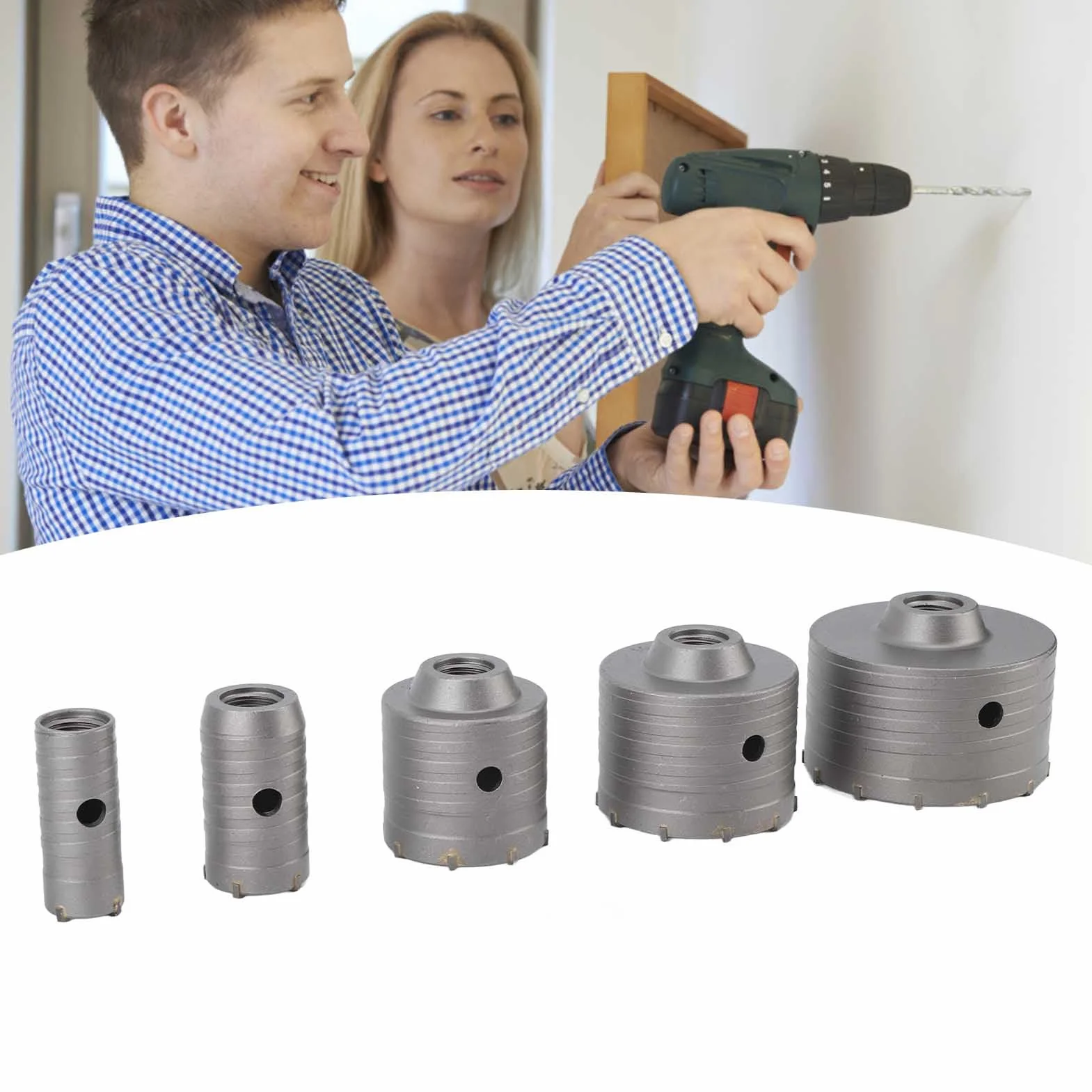 Hyuduo Zestaw wierteł do Otwornic do Betonu SDS Plus SDS Maksymalnie 30mm 40mm 65mm 80mm 100mm Otwieracz Otworów ze Stali Wolframowej ściany Cegła Kamienna
