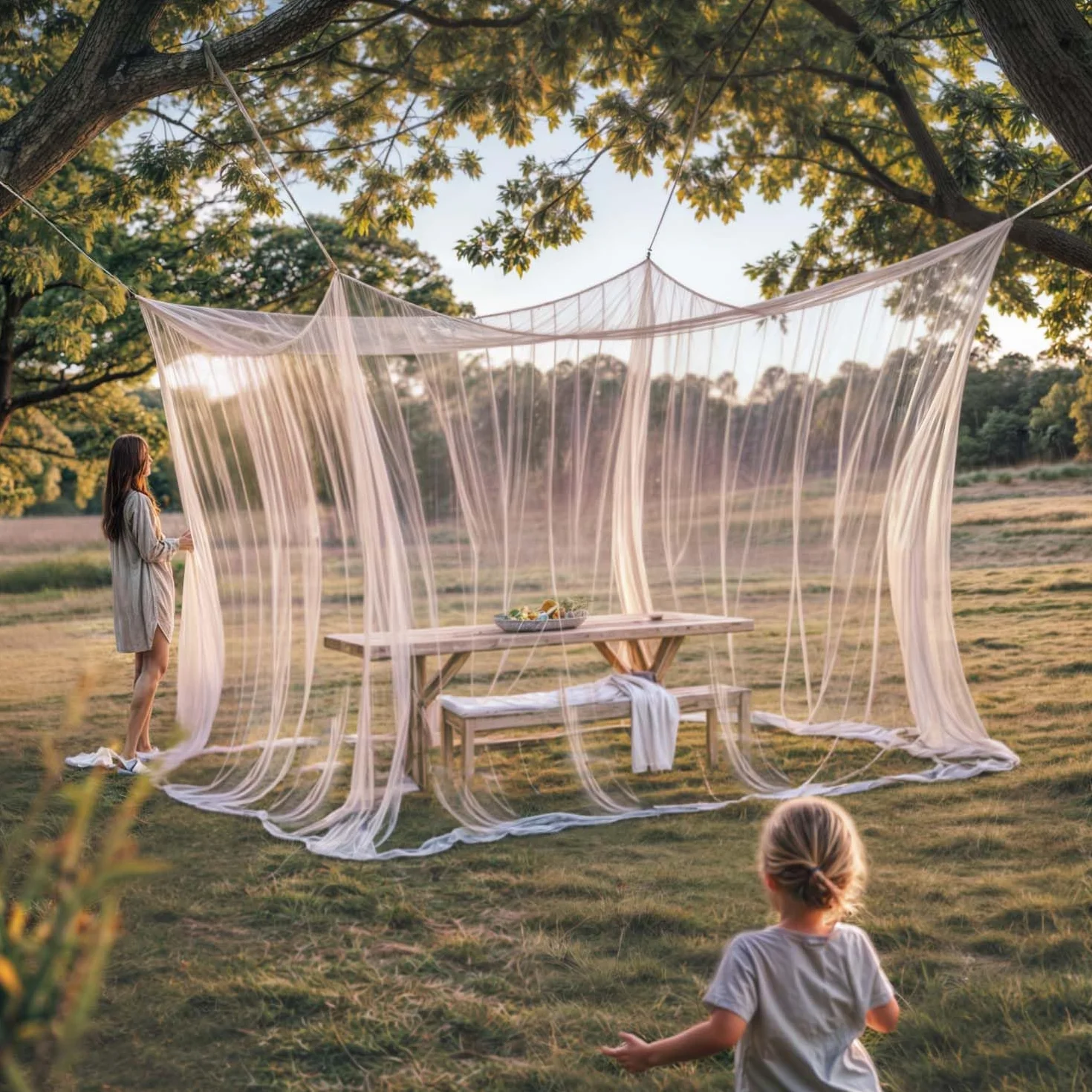 Moskitiera XXL 220 Mesh 300x300x250 cm podwójna podróżna biała