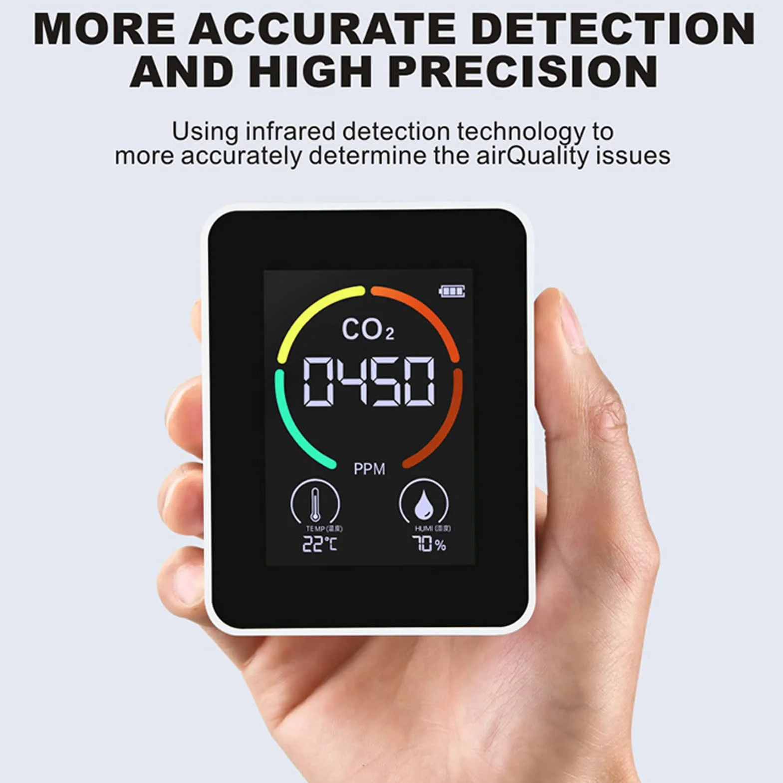 Czujnik CO2 Monitor jakości powietrza z czujnikiem TVOC Monitor w czasie rzeczywistym, łatwy odczyt do domu