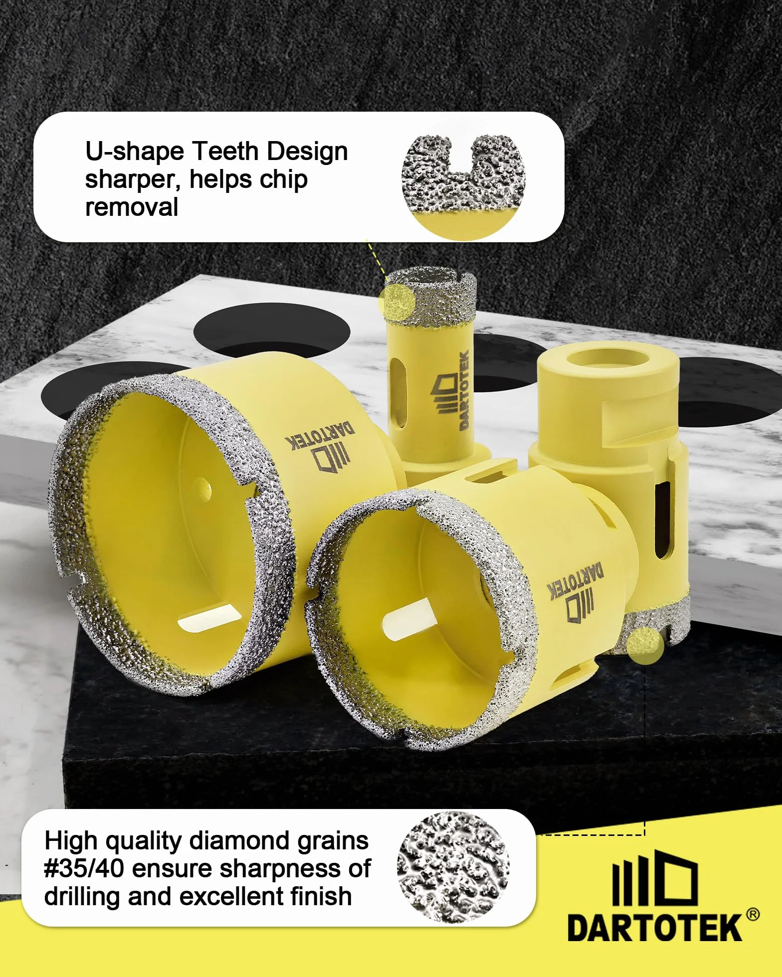 Wiertła diamentowe porcelanowe 12 sztuk - 6/8/10/25/35/50/68/110 mm x M14 wiertła, frez 20 mm, wiertła 50 mm, adapter, diamentowa tarcza 125 mm do płytek ceramicznych marmuru