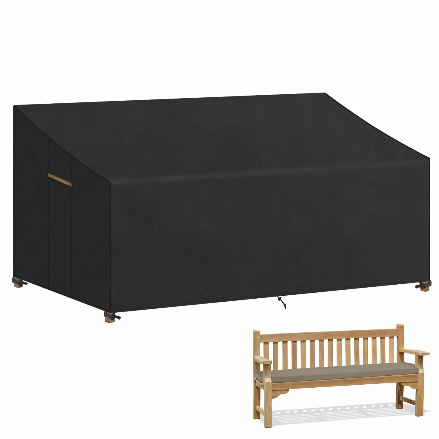 VANSHEIM Pokrowce na ławkę ogrodową wodoodporne 3-4 osoby Love Seat 190 x 80 x 63/89 cm