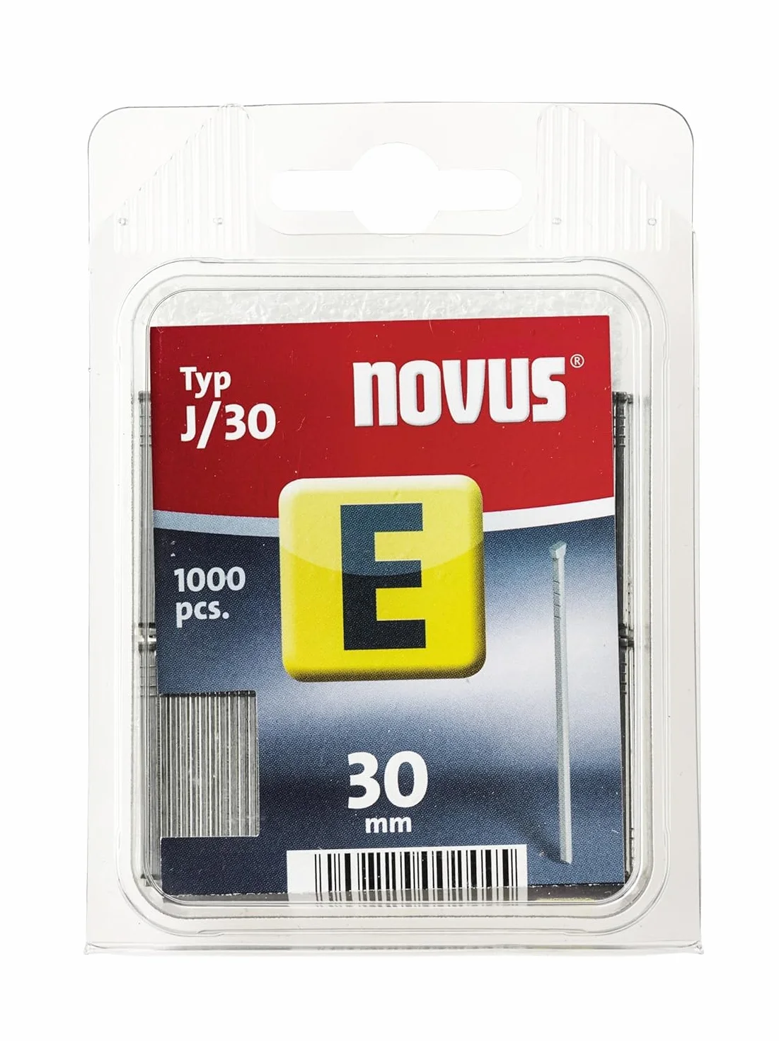 Novus Gwoździe 30 mm, przezroczyste opakowanie ze 1000 gwoździami typu J/30, do mocowania listew ozdobnych i listew narożnych