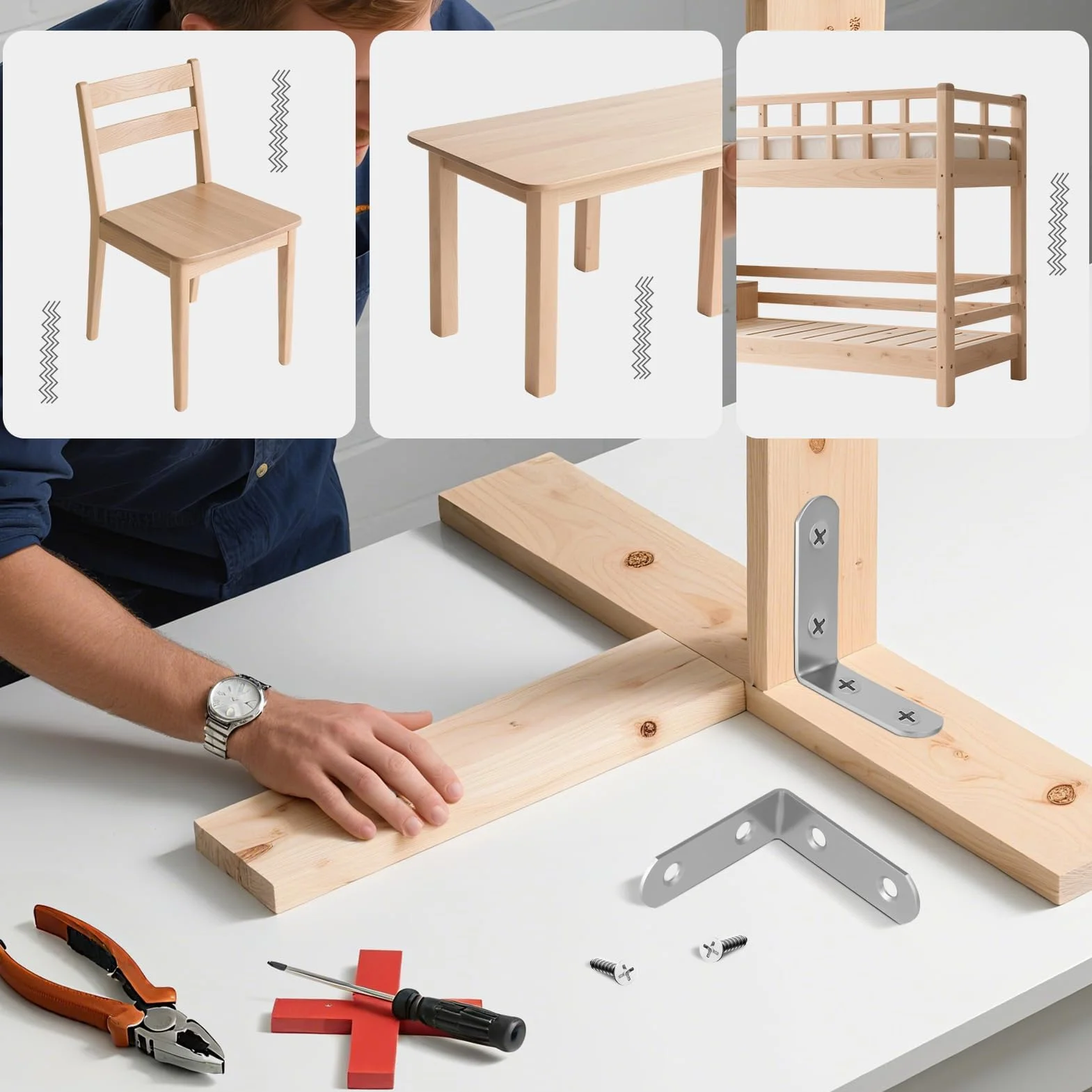 20 szt. nierdzewnych łączników narożnych 50×50 mm kątownik 90° ze stali nierdzewnej wysoka nośność 80 śrub w zestawie meble regały stoły