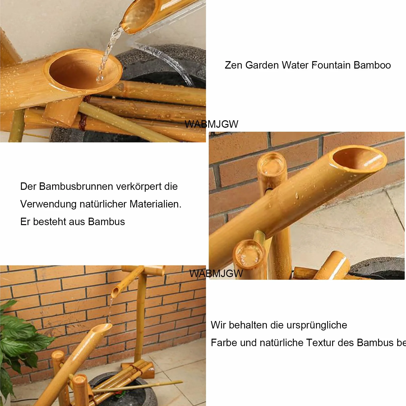 Japońska fontanna wodna z bambusa do ogrodu zen 70 cm