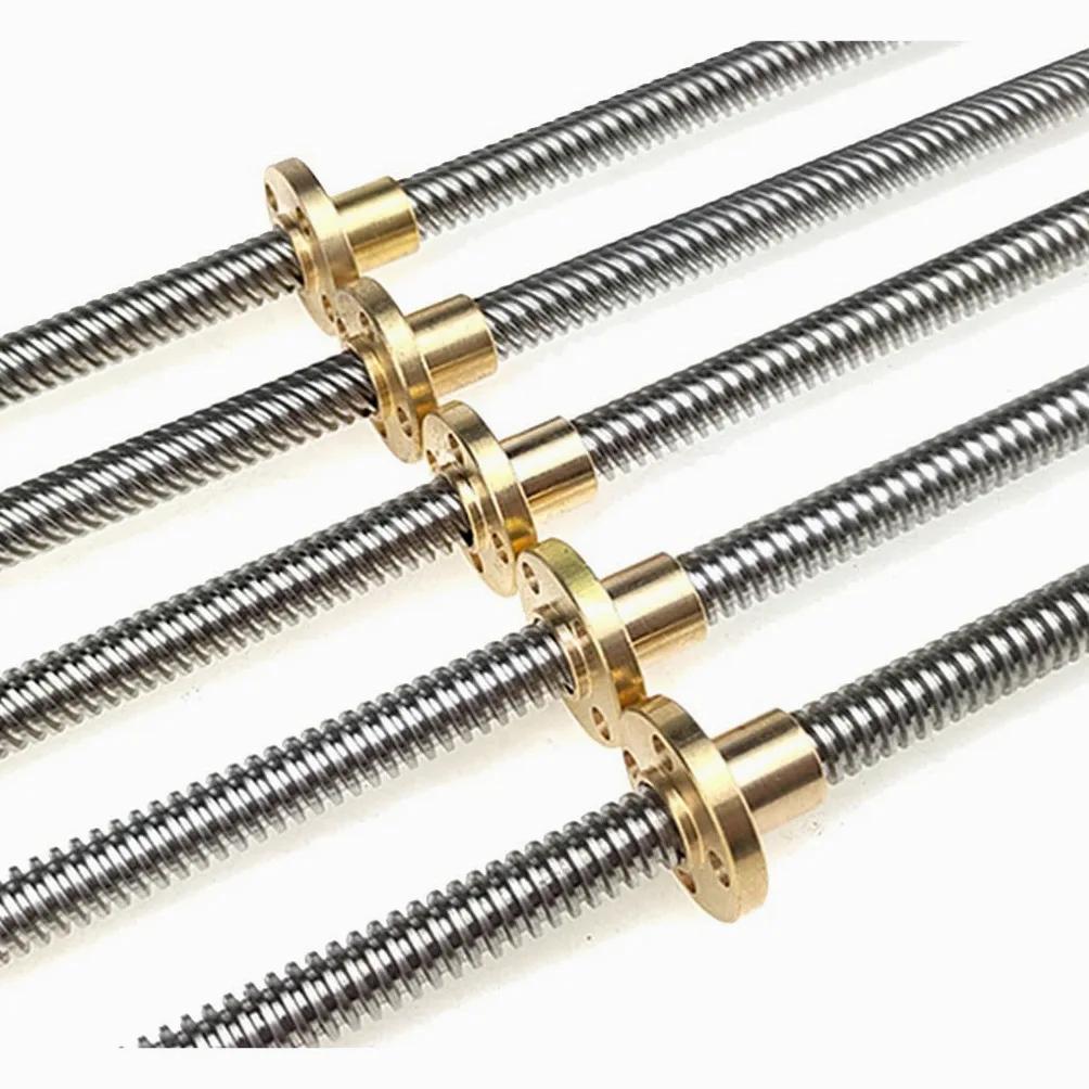 T8 Śruba Trapezowa Ze Stali Nierdzewnej + Nakrętka Miedziana Długość 100-1200 Mm Skok 14 Mm Śruba Typu T 1 Szt./1200Mm With Nut