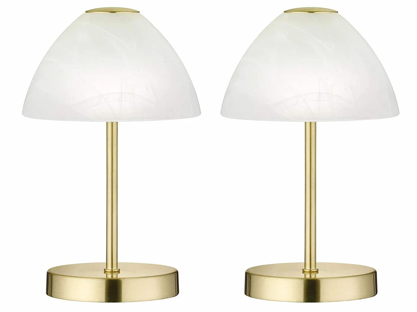 Zestaw 2 klasycznych lamp stołowych LED mosiądz dotykowy ściemniana wysokość 24 cm