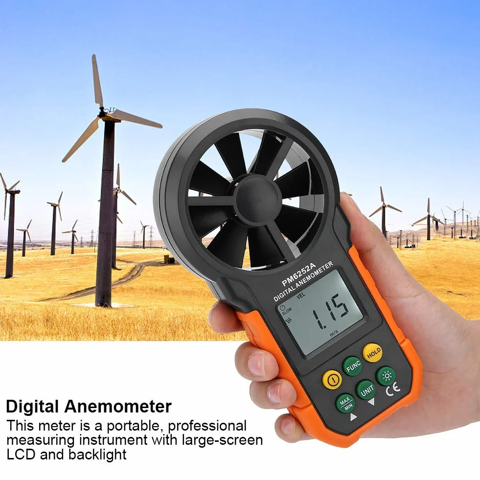 Anemometr Cyfrowy Peakmeter PM6252A Miernik Prędkości Wiatru Przenośny