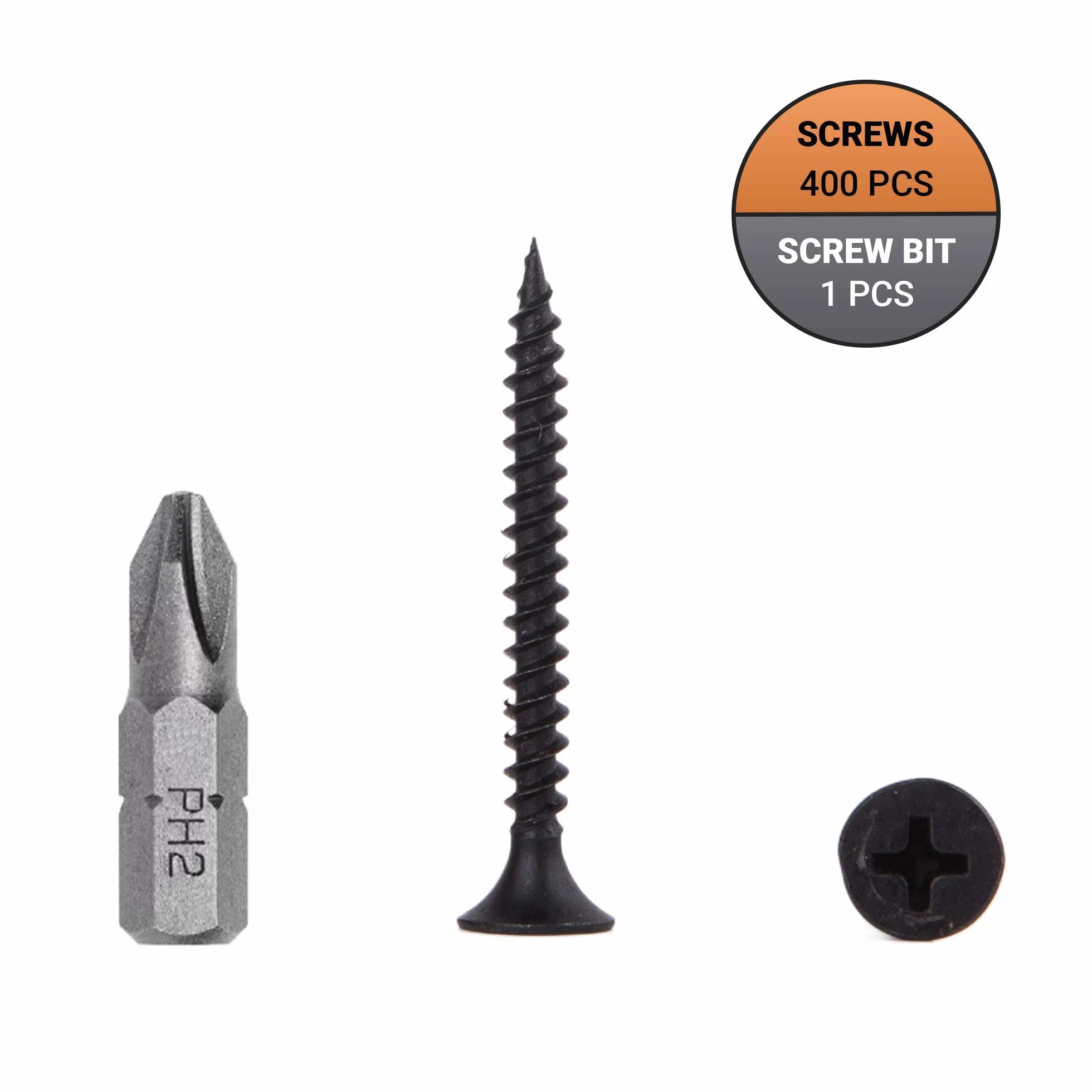 (400 sztuk) czarne fosforanowe śruby ze stali węglowej 3,5 x 35 mm wkręty do płyt gipsowo-kartonowych, cienki gwint, głowica Philips Bugle, łączniki z płyty gipsowo-kartonowej (400, 3,5 x 35 mm)