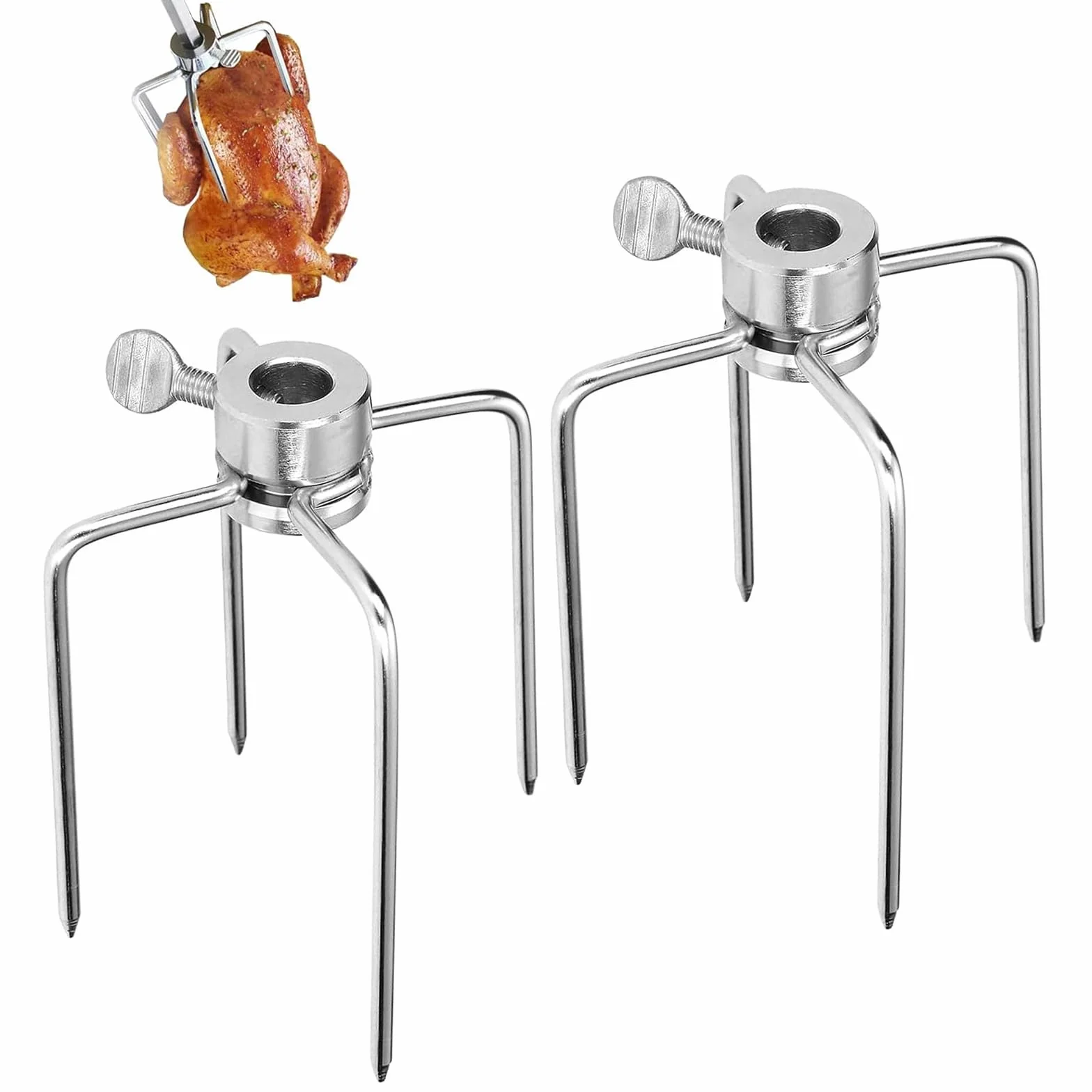 Klamra do mięsa ze stali nierdzewnej, 2 sztuki spinek, igła ze śrubą, widelec do grillowania kurczaka, srebrna