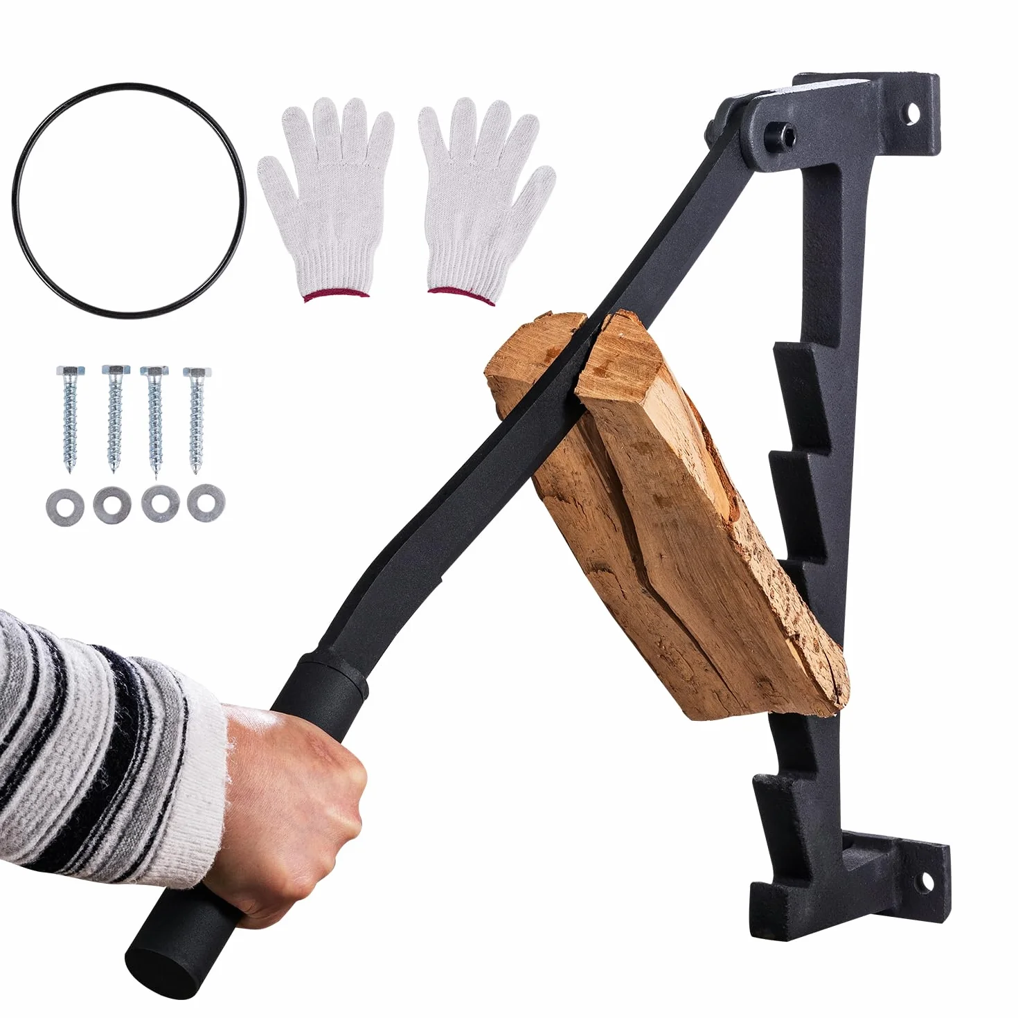TOPWAY Ręczna łuparka do drewna opałowego Przenośna naścienna Łuparka do drewna opałowego z dodatkowym wymiennym uchwytem 40 cm do użytku domowego, wewnątrz, na zewnątrz, na kemping