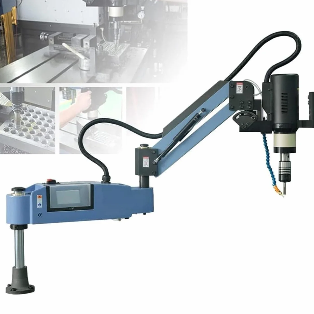 Elektryczna maszyna do gwintowania, automatyczne gwintowanie CNC z rozpylaczem olejowym, regulowana głośność, prędkość 0-375 obr./min, elastyczne ramię gwintowane 360° do precyzyjnych zadań