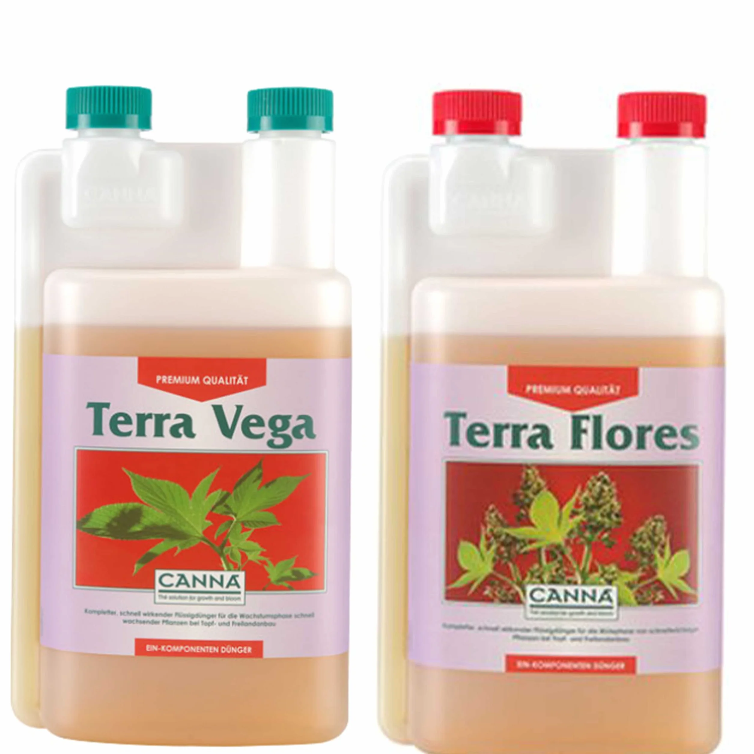 Canna Terra Vega Grow + Terra Flores Bloom zestaw nawozu ziemi po 1 l z pipetą