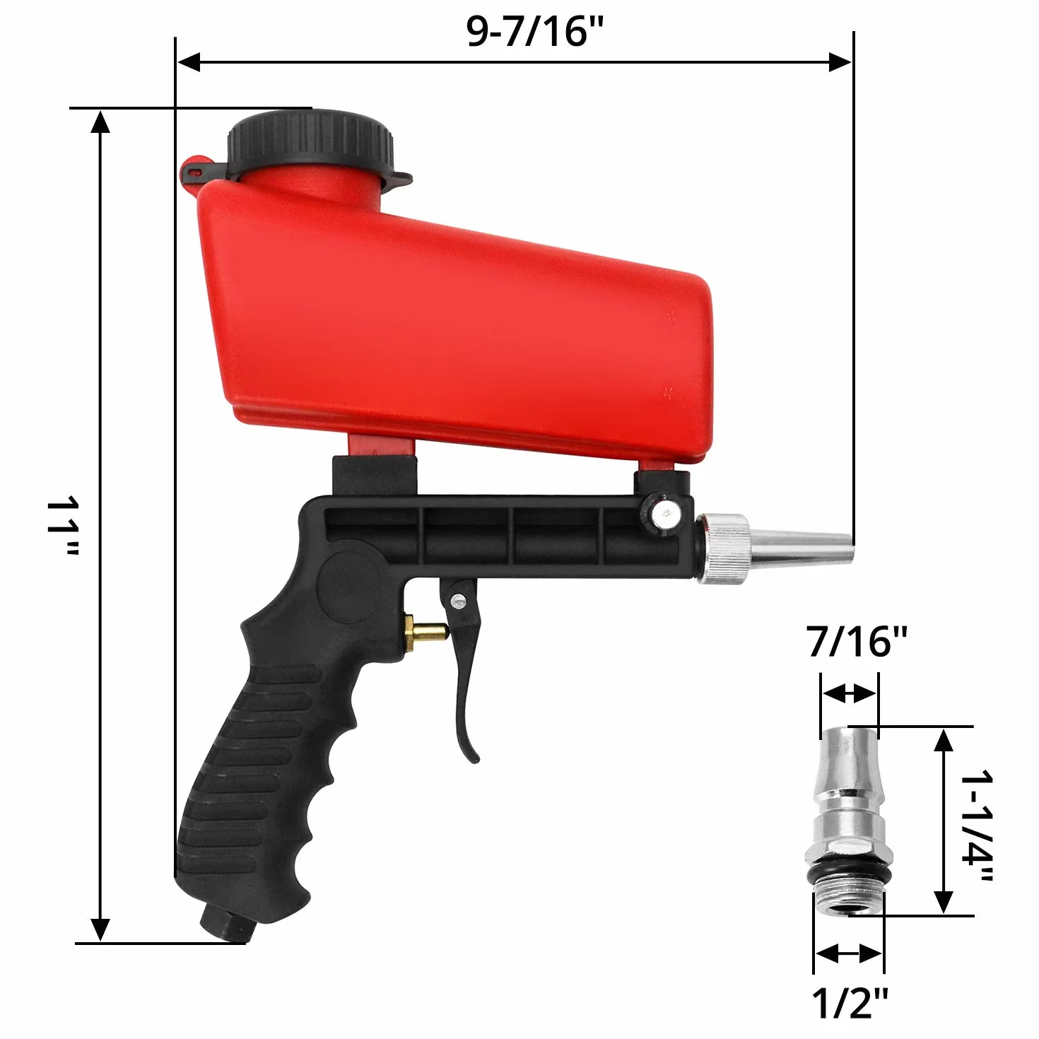 Pneumatyczny pistolet do piaskowania QWORK, urządzenie do piaskowania, wymienne pneumatyczne końcówki do piaskowania i szybkozłącze