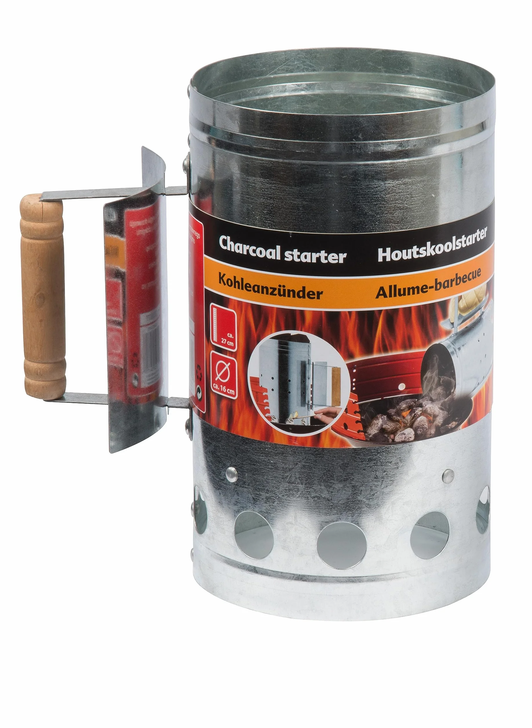 BBQ Collection grill węgiel drzewny starter 27 x 16 cm drewniany uchwyt
