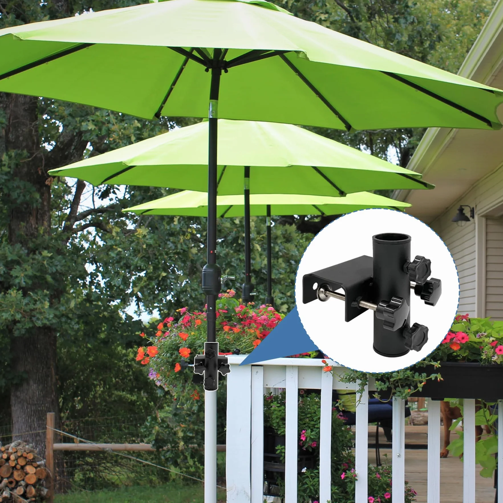 YeahBoom Stojak na parasol, stojak na parasol balkonowy, metalowy stojak na parasol, mocowanie parasola do stołu, stojak na parasolkę Balustradę, stopka parasola na balkon i taras