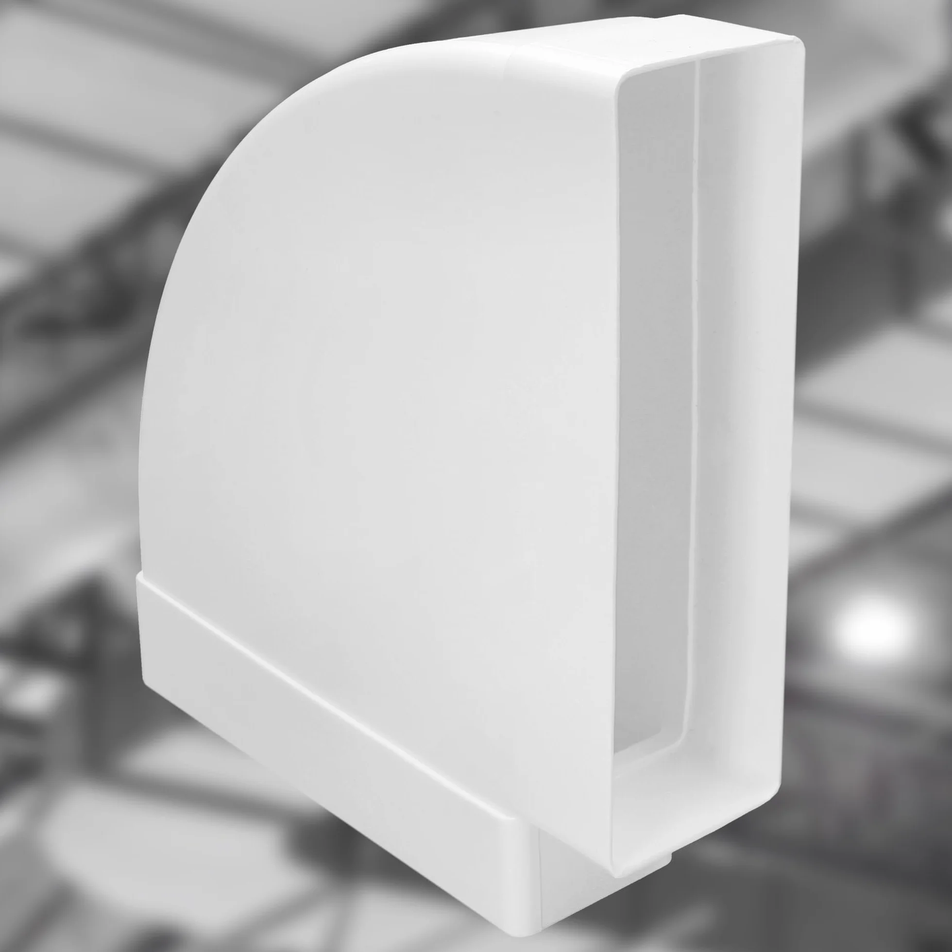 KOTARBAU® Kolano poziome do kanałów płaskich Białe Plastik 90° 204 mm x 60 mm