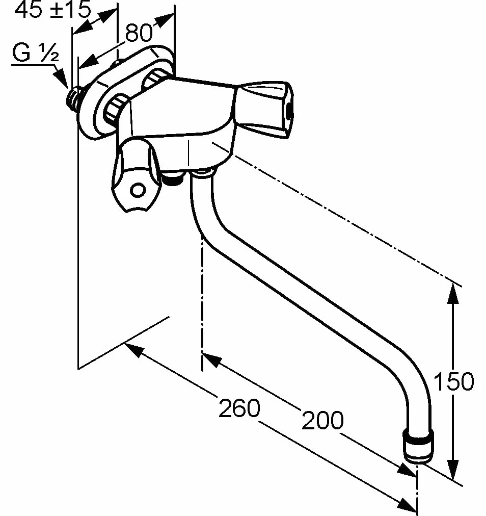 Kludi Standard 314530515 bateria umywalkowa naścienna 3/8 cala 45 mm