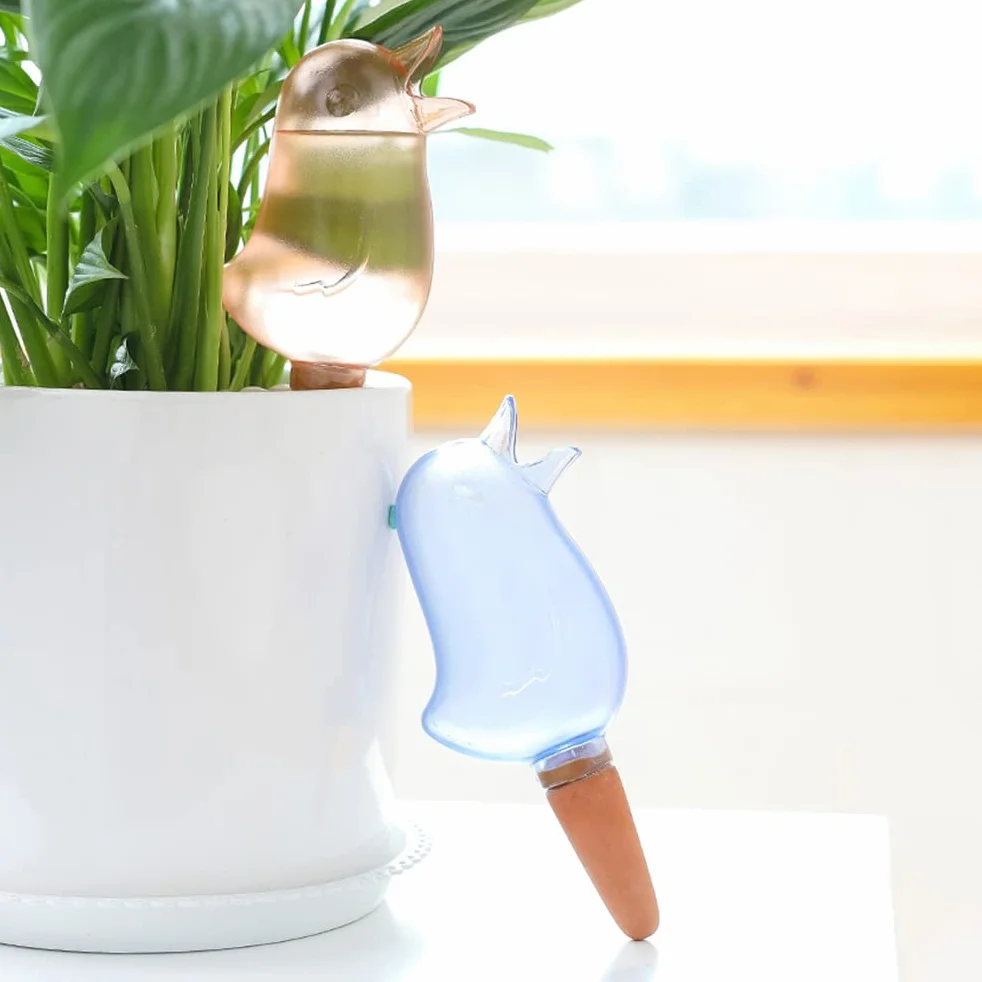 Wering Plant Self, Cute Bird Kolce do Podlewania Roślin Samonawadniające Kolce Automatyczne Podlewanie Roślin Seeper do Trawników i Rośliny Doniczkowe (Wodny błękit)
