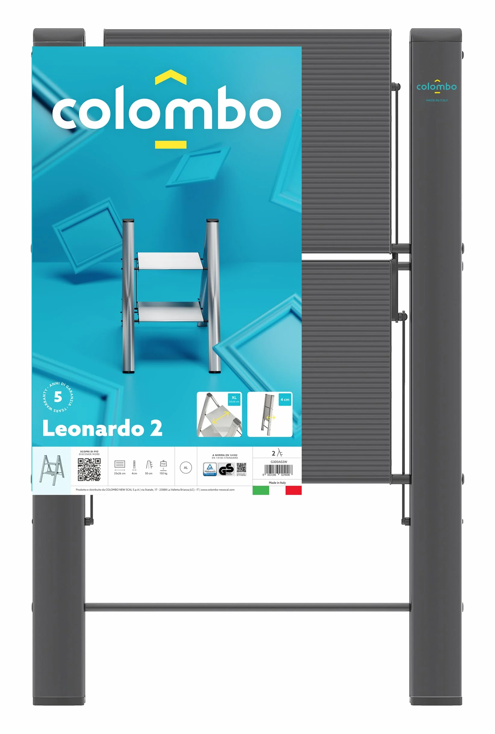 Anodowane aluminiowe stepy stool Leonardo 2 Black