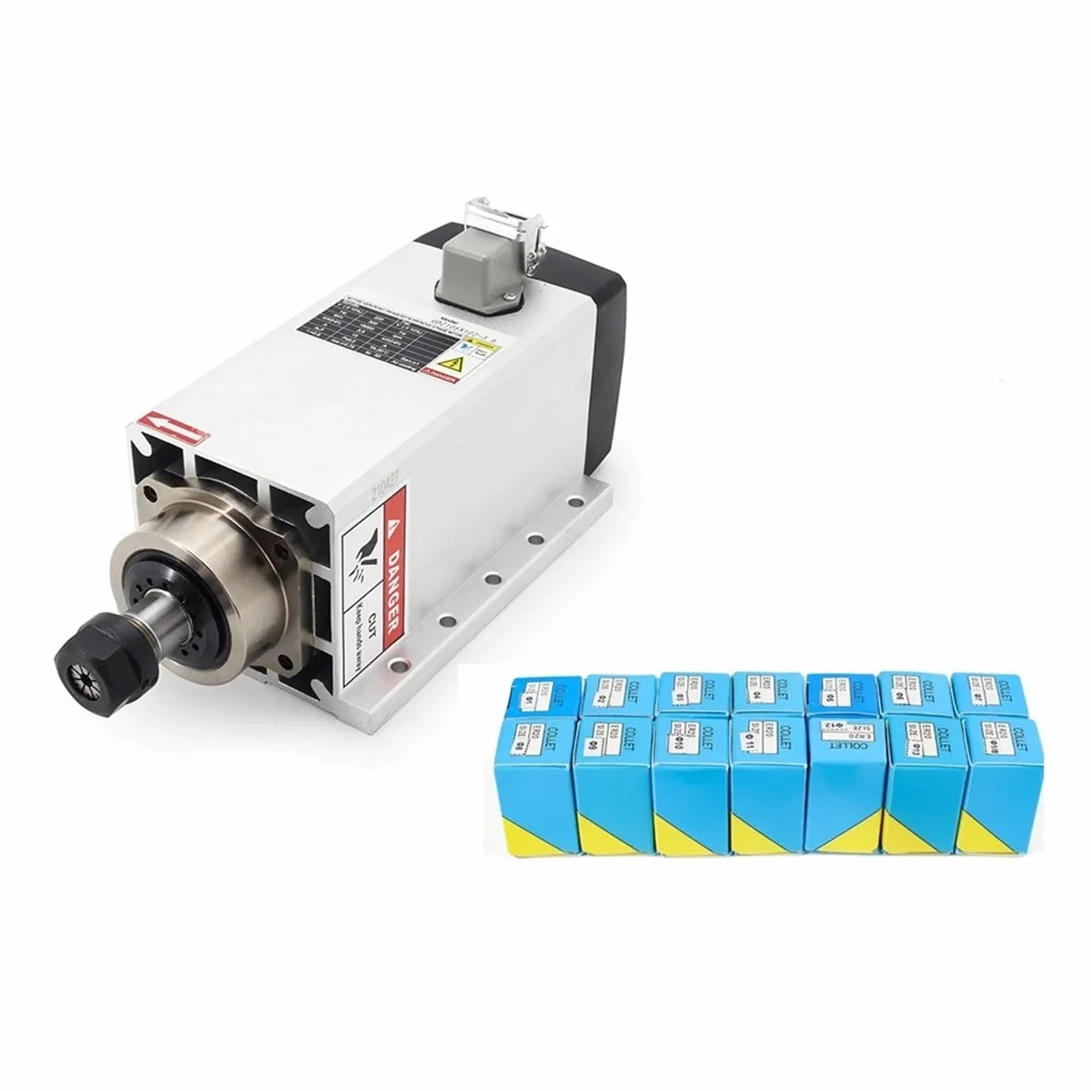 Silnik Wrzeciona Chłodzonego Powietrzem CNC 3,5 KW 18000 Obr./min Bicie Tulei Zaciskowej ER20 ≤0,01 Mm Opcjonalny Falownik 4 Odpowiedni Do Routerów Wysoce Zoptymalizowany(And ER20 Collet)
