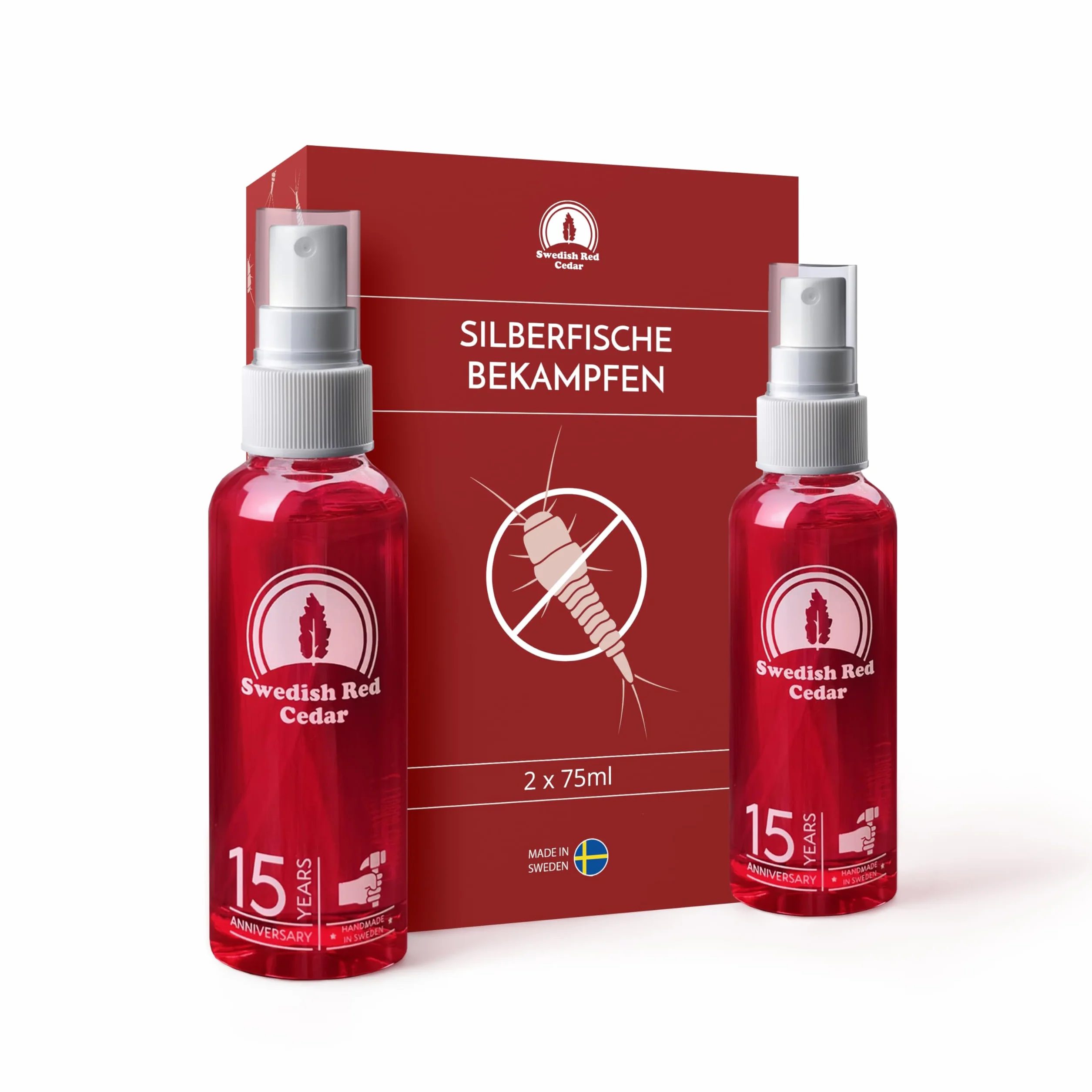 Szwedzki czerwony olejek cedrowy spray odstraszający mole z drewna cedrowego chrząszcza dywanowego, rybiki i pluskwy nietoksyczny 100% czysty i naturalny pakiet 2 x 75 ml