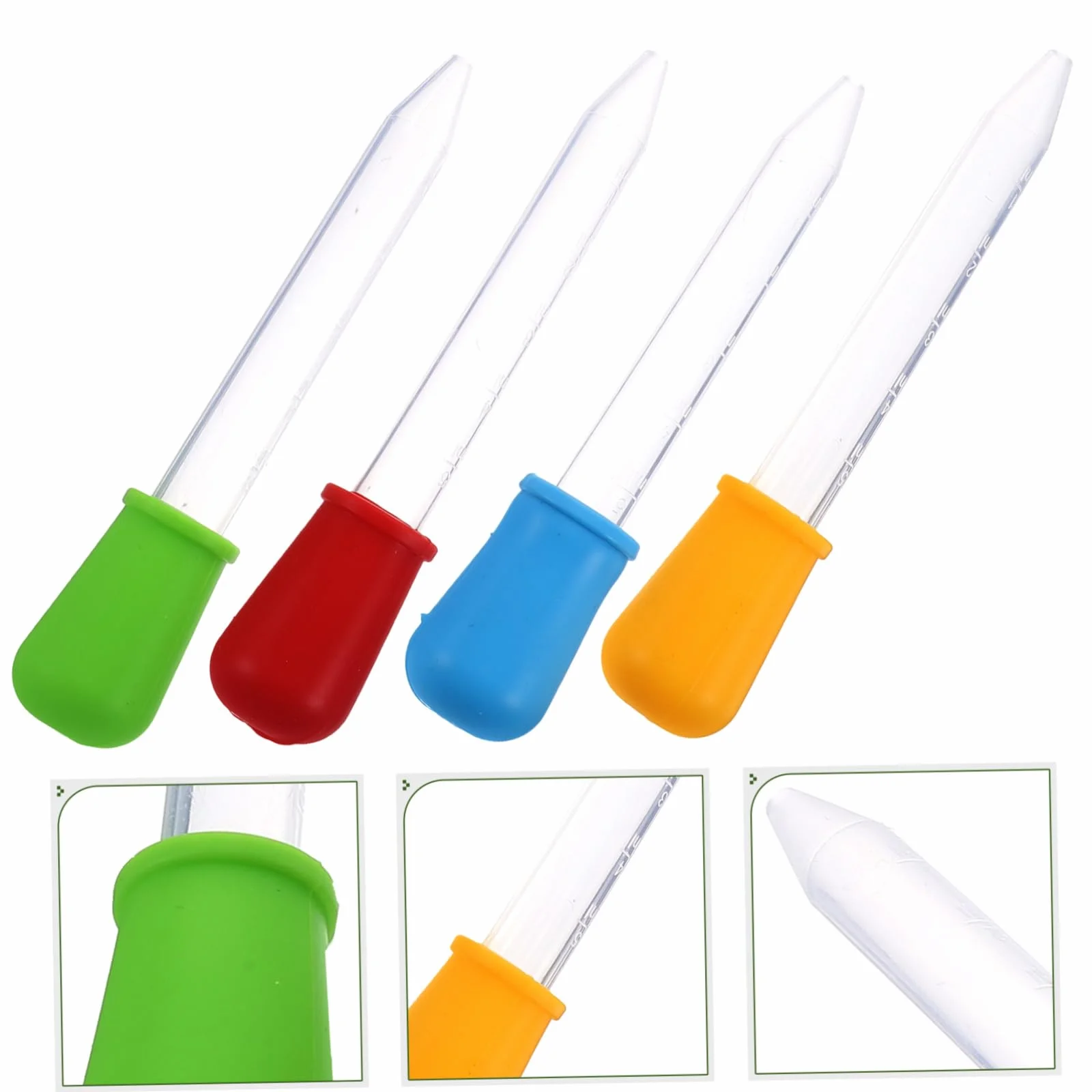 ULTECHNOVO 4 Sztuki Kroplomierzy Do Płynów Do Olejów Dla Chłopców I Dziewcząt Ze Skalą I Końcówką W Kształcie Gruszki Plastikowe Kroplomierze Do Leków I Pomiaru Płynów Losowy Kolor