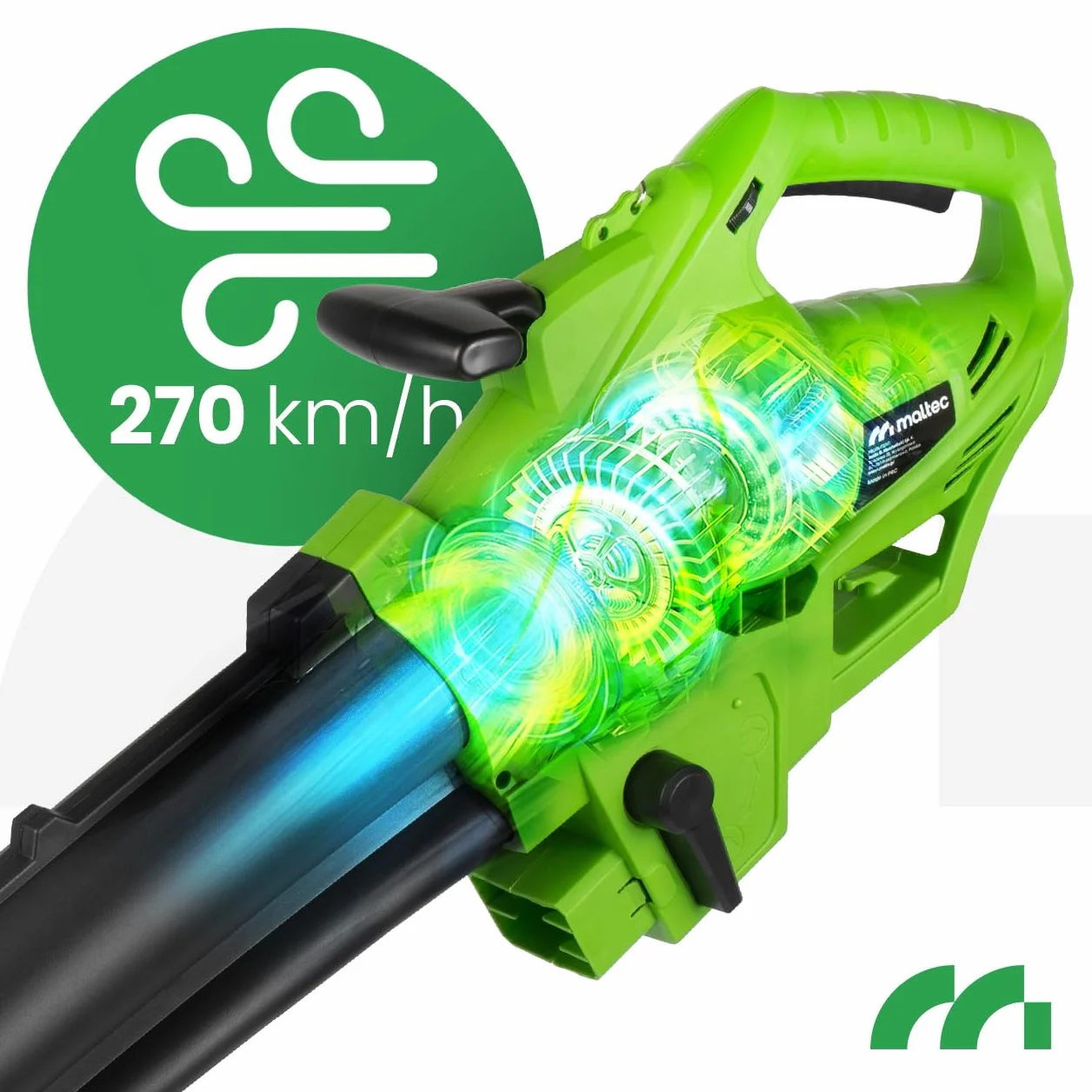 MalTec dmuchawa do liści, odkurzacz do liści, elektryczna dmuchawa do liści z niszczarką, odkurzaczem, 3500 W, 270 km/h, pas, koła, worek na trawę, 45 litrów