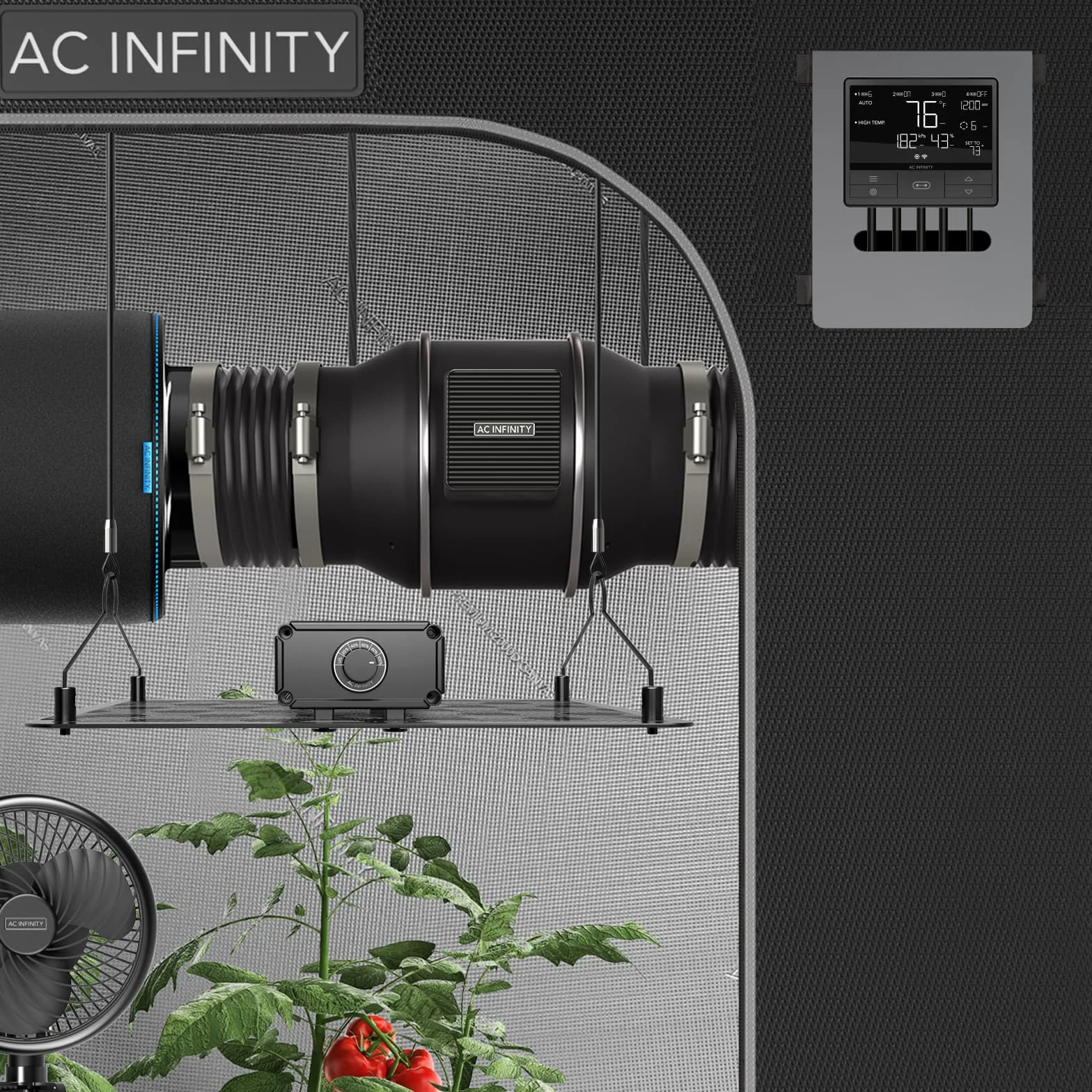 AC Infinity CLOUDLINE T6 Quiet 6" Inline Duct Fan with Thermostat Speed Control