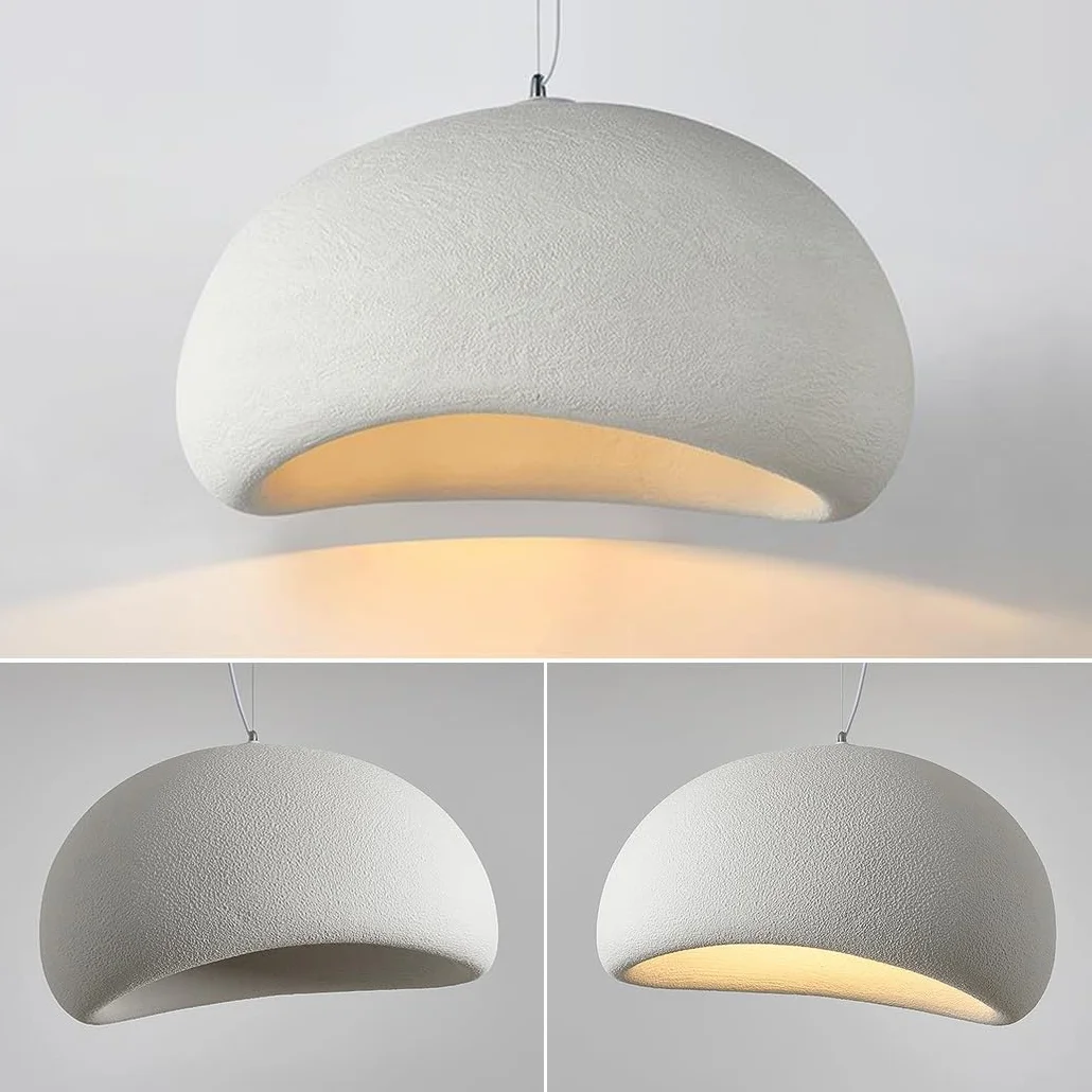 Lampa Wisząca Wabi-sabi Nowoczesny Żyrandol Do Jadalni Abażur Z Imitacji Kamienia Projekt Ptasiego Gniazda Kreatywny Wisząca Lampa Do Sypialni Salon Jadalnia Wyspa Kuchenna Przedpokój Biały(60cm)